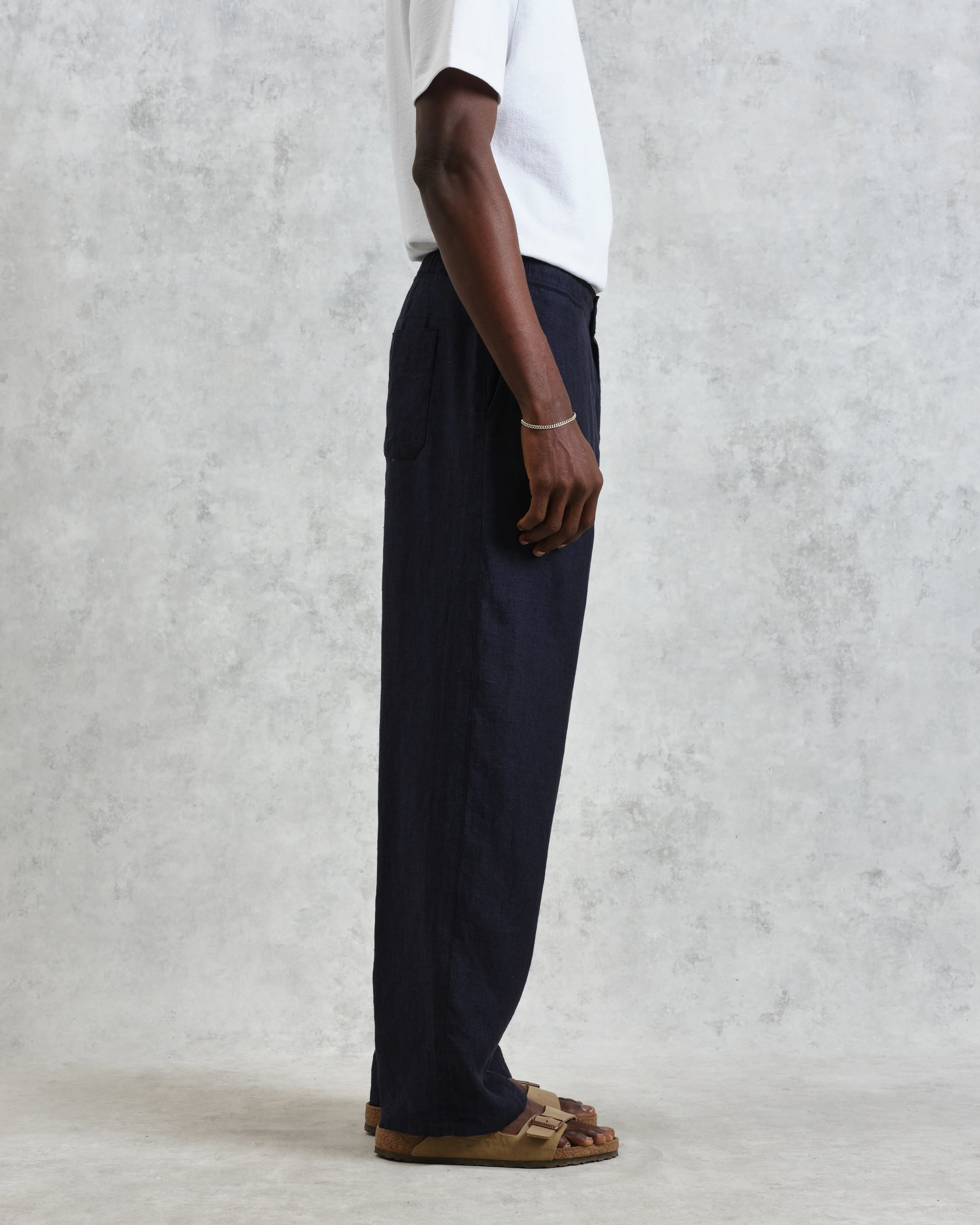 Glencoe - Navy Two-Tone Linen Trousers - Image 5