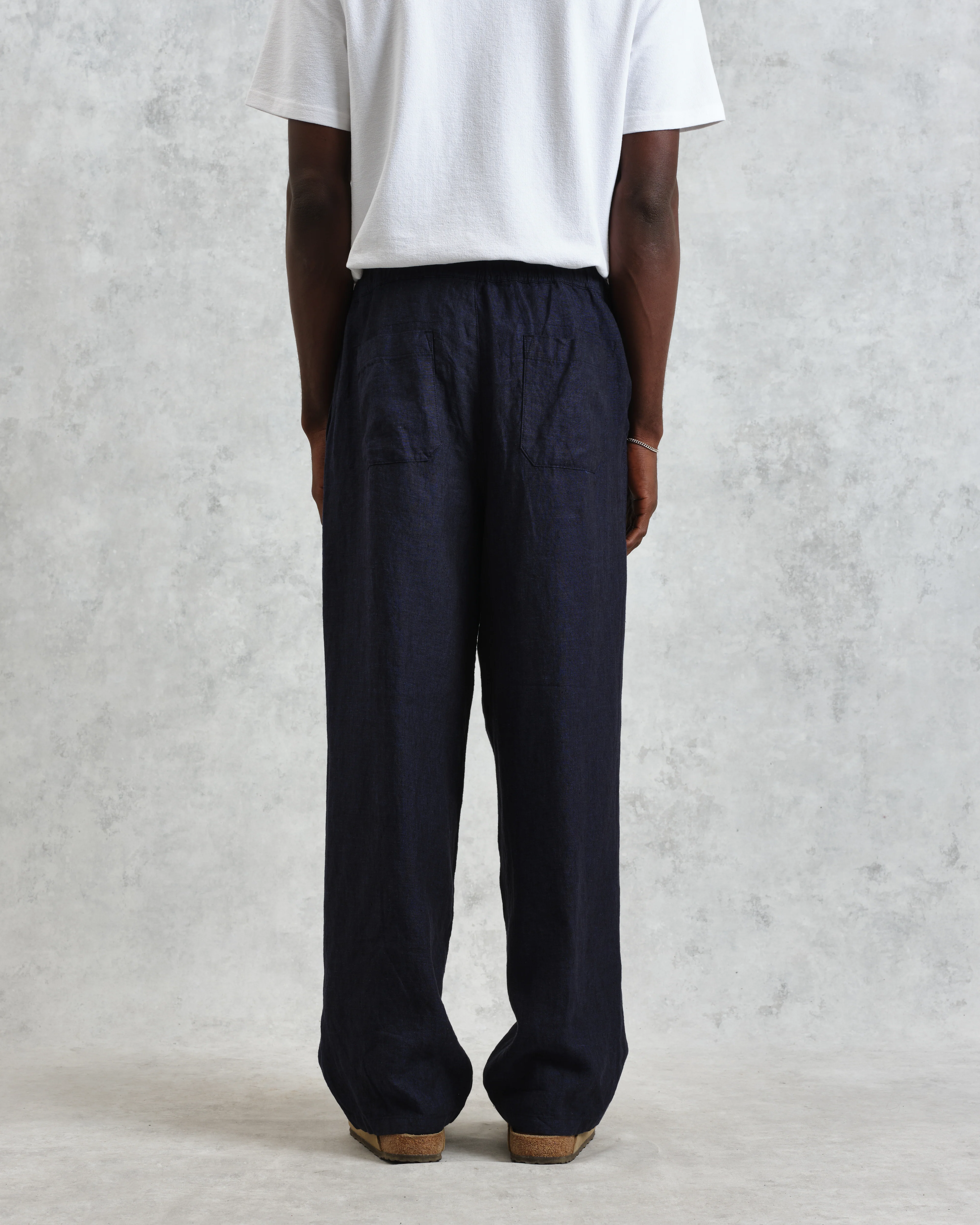 Glencoe - Navy Two-Tone Linen Trousers - Image 6