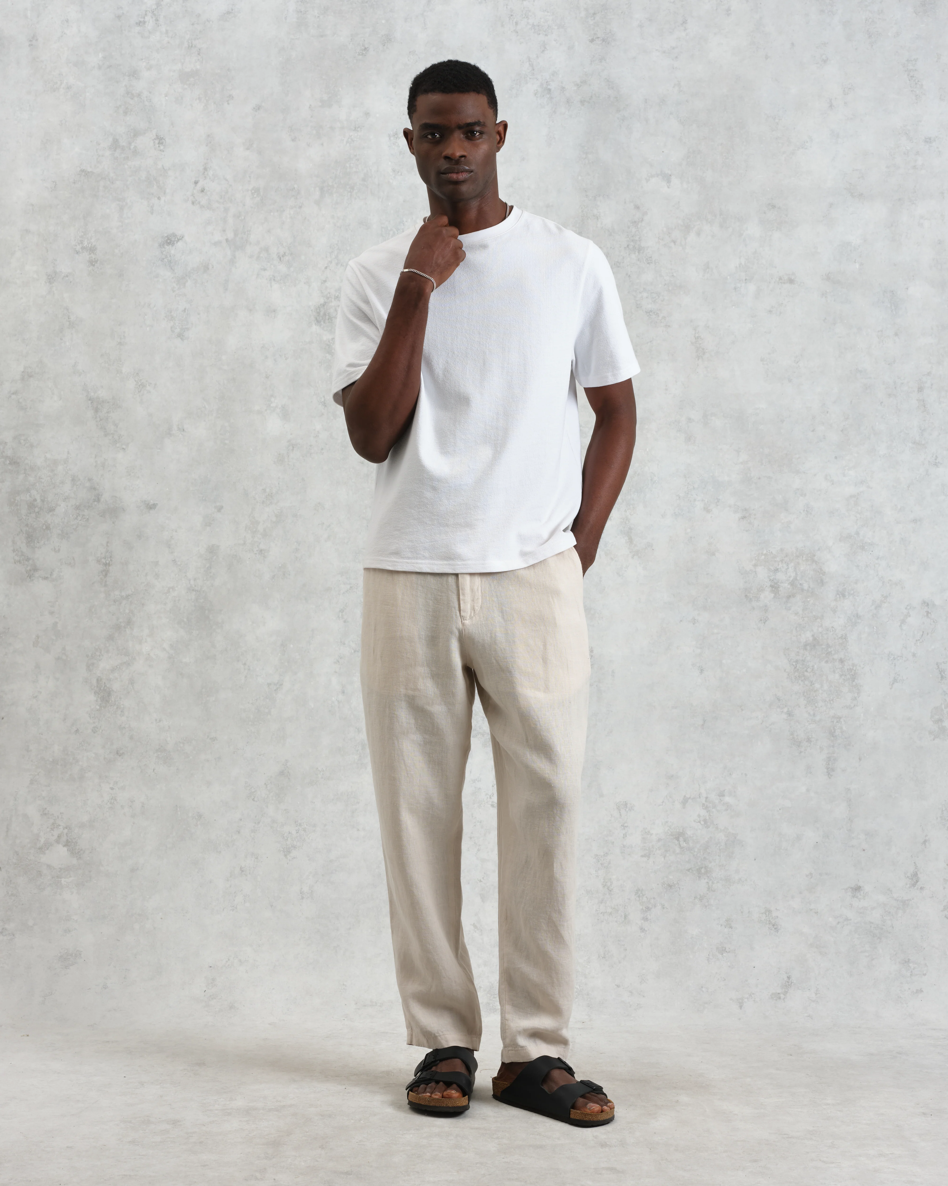 Glencoe - Washed Beige Linen Trousers - Image 2