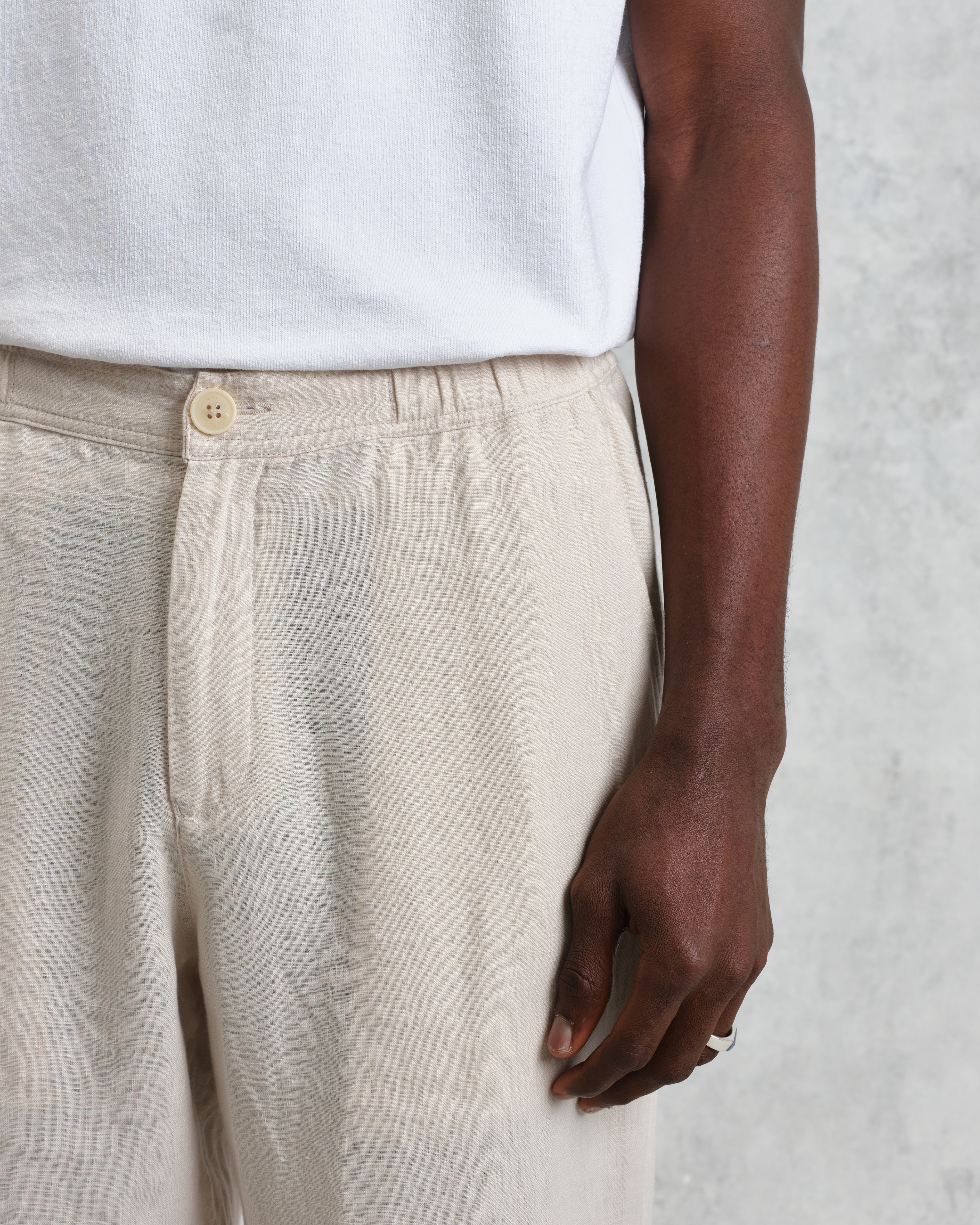 Glencoe - Washed Beige Linen Trousers - Image 3