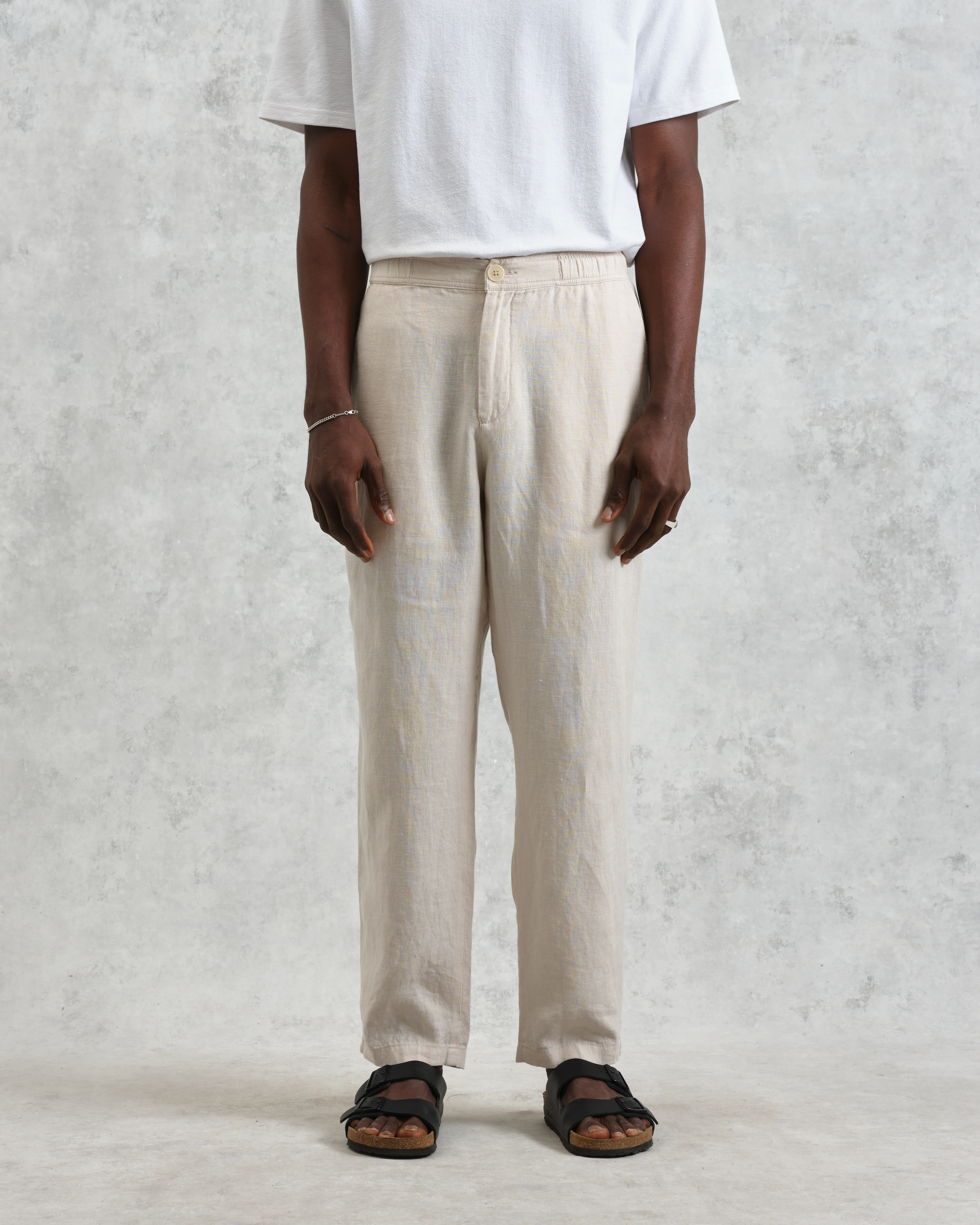 Glencoe - Washed Beige Linen Trousers - Image 4