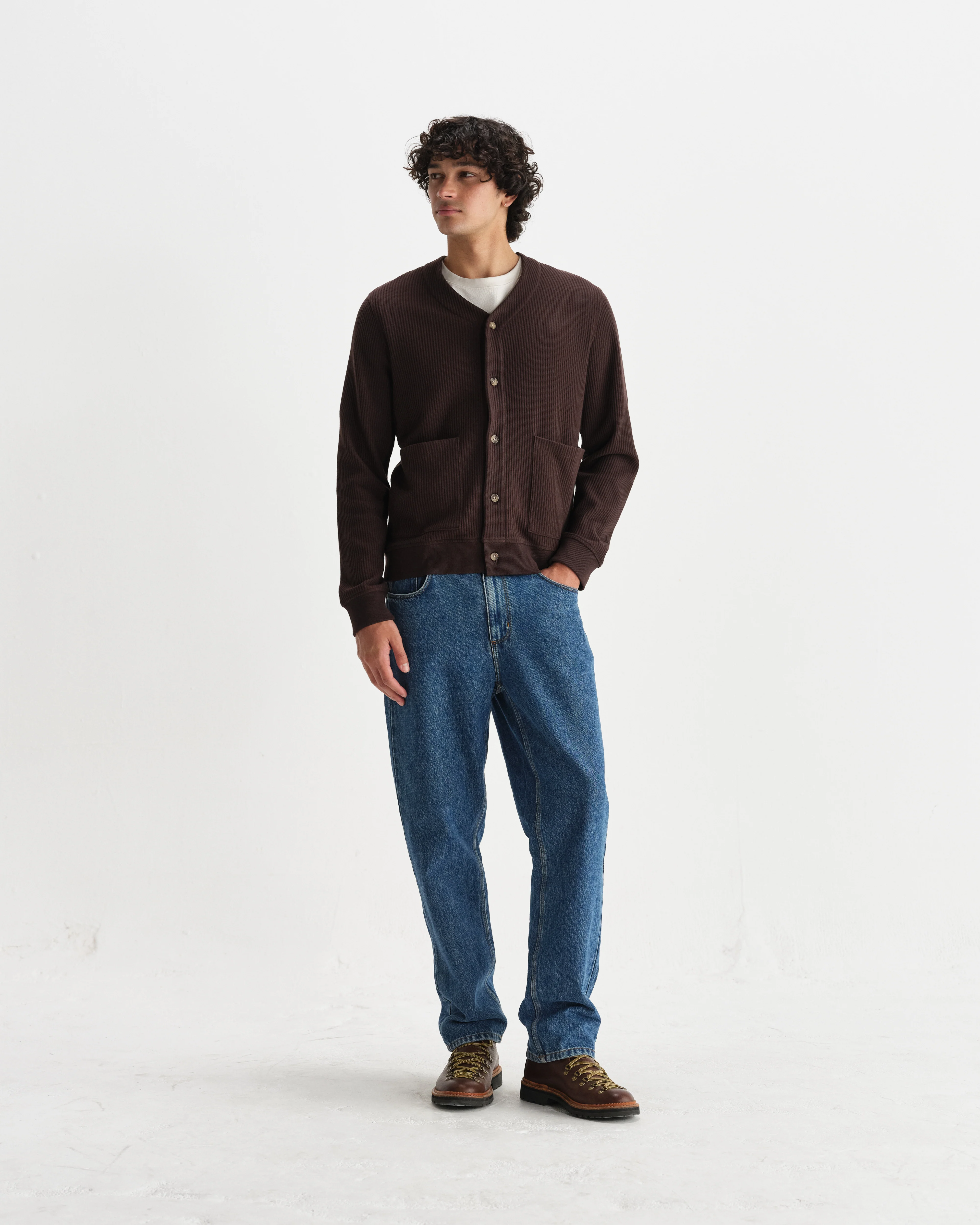 Guildford - Dark Brown Structured Waffle Cardigan - Image 5