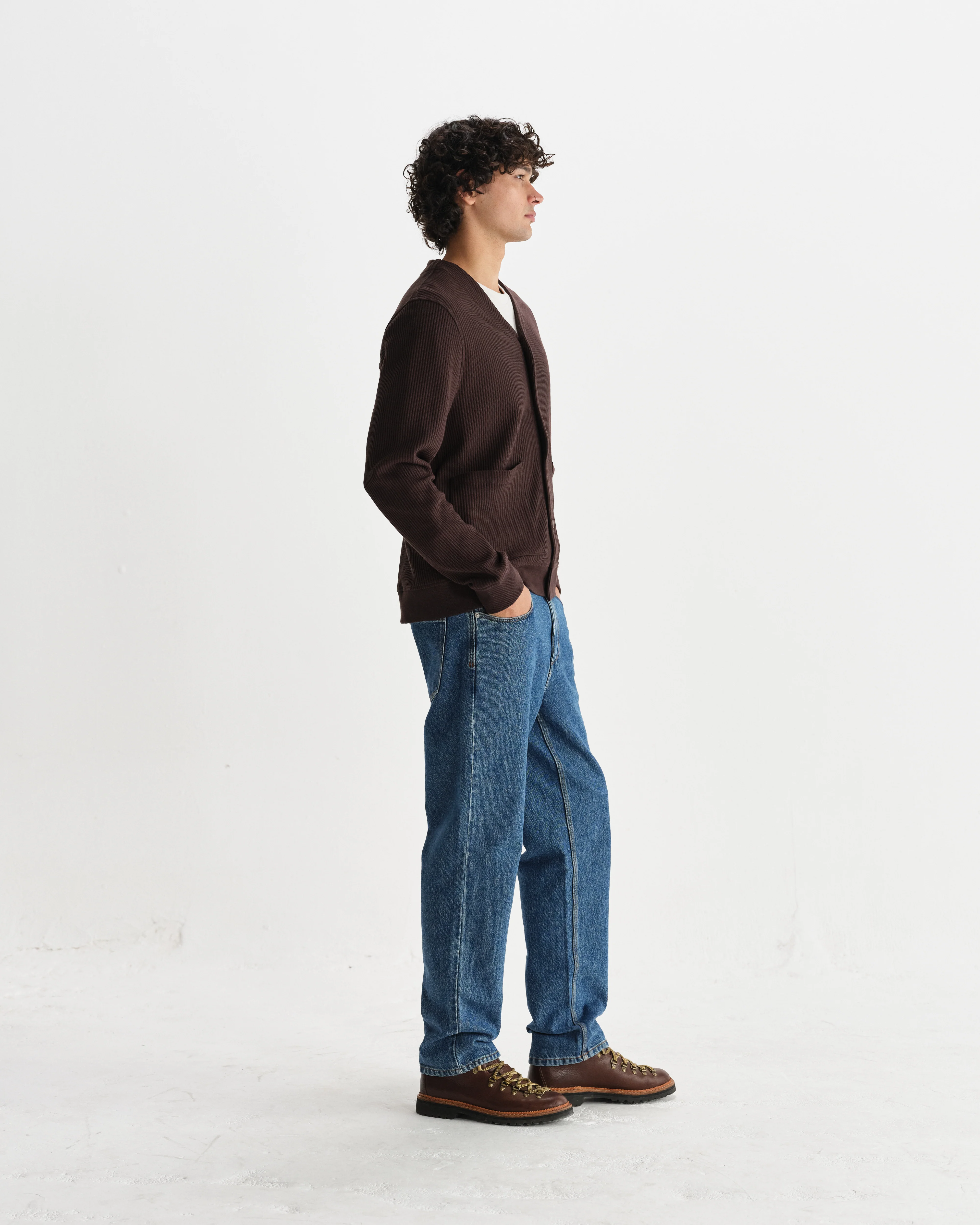 Guildford - Dark Brown Structured Waffle Cardigan - Image 6