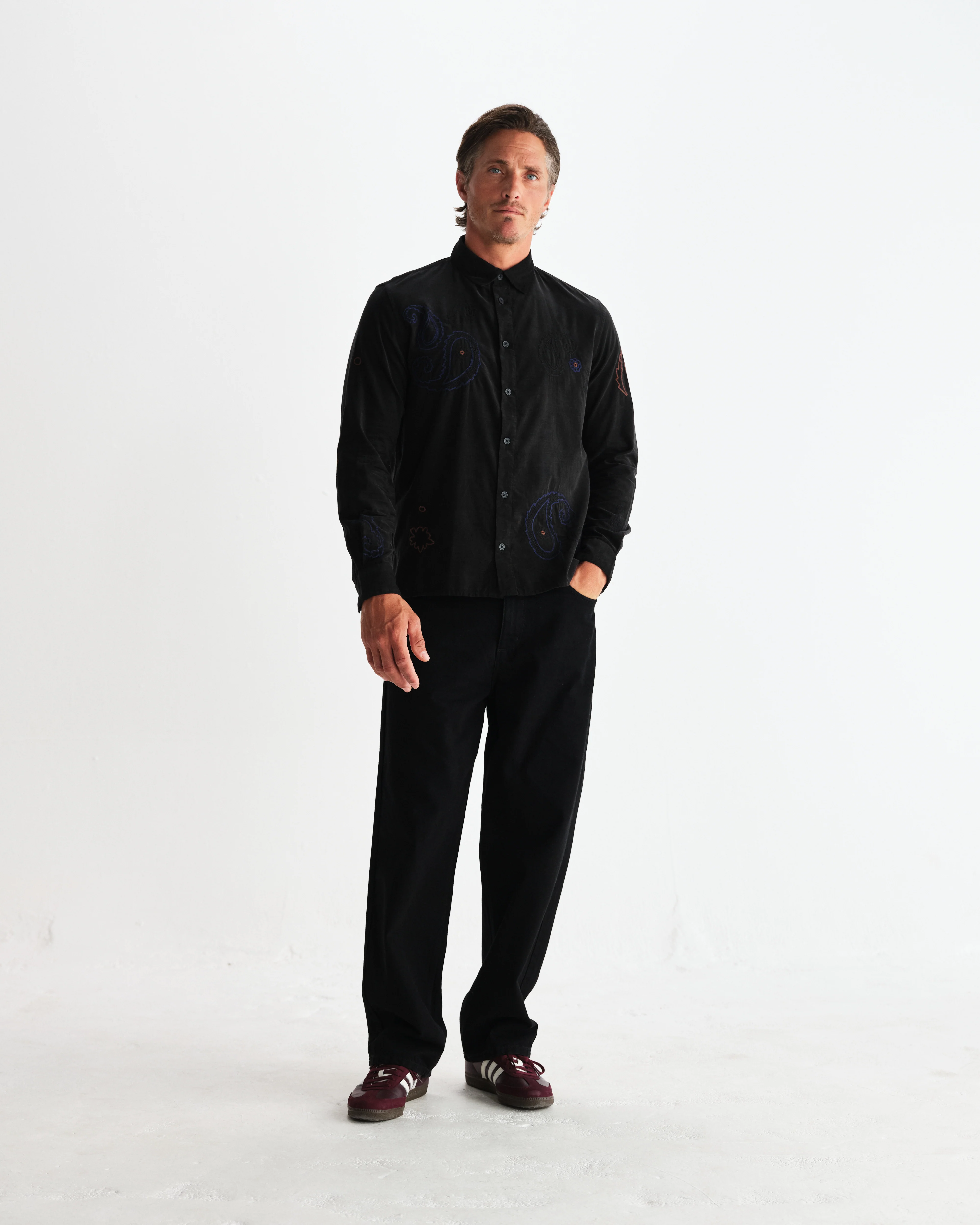 Halcomb - Black And Multicolour Applique Corduroy Shirt - Image 4
