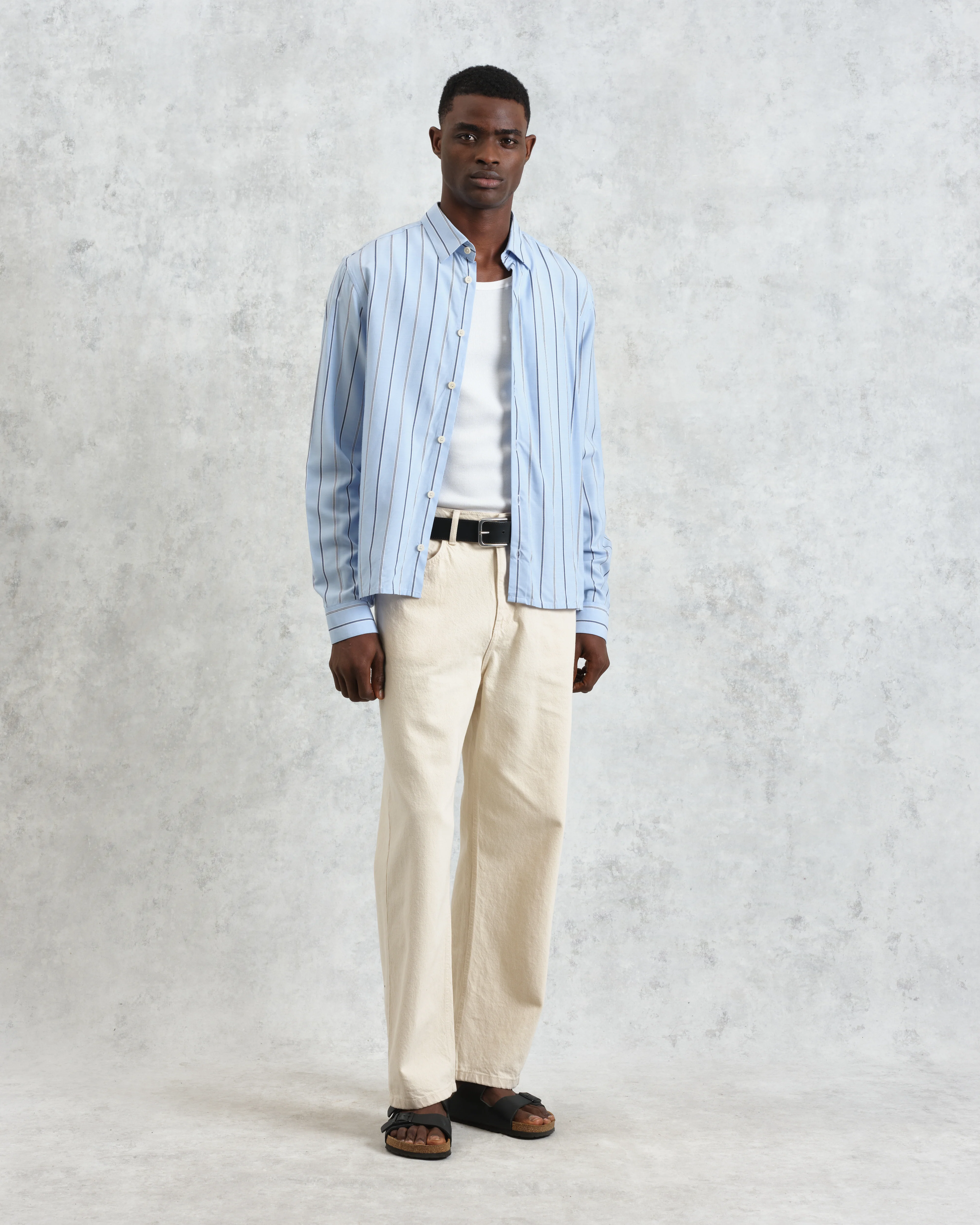 Halcomb - Blue Stripe Viscose Shirt - Image 4