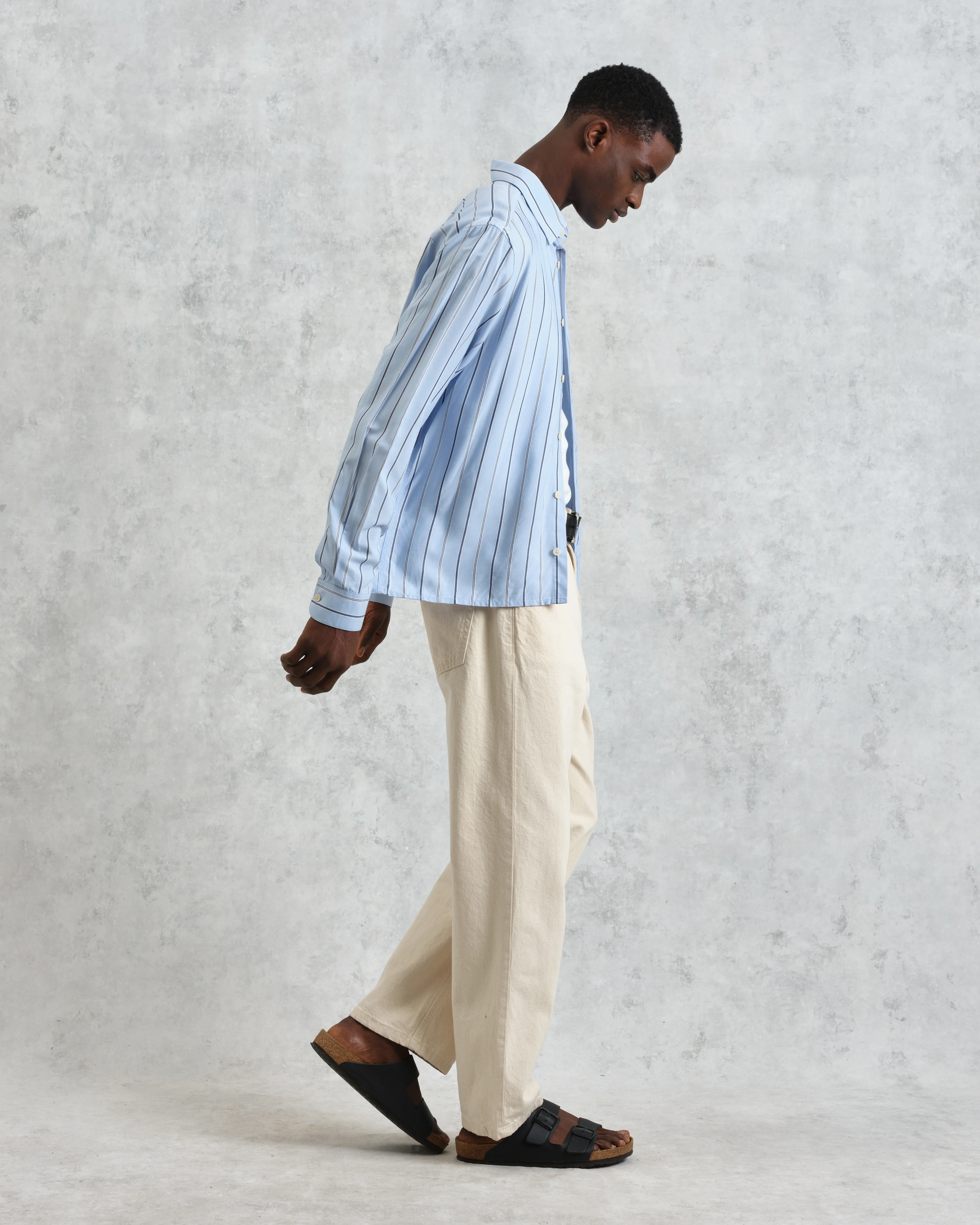 Halcomb - Blue Stripe Viscose Shirt - Image 5