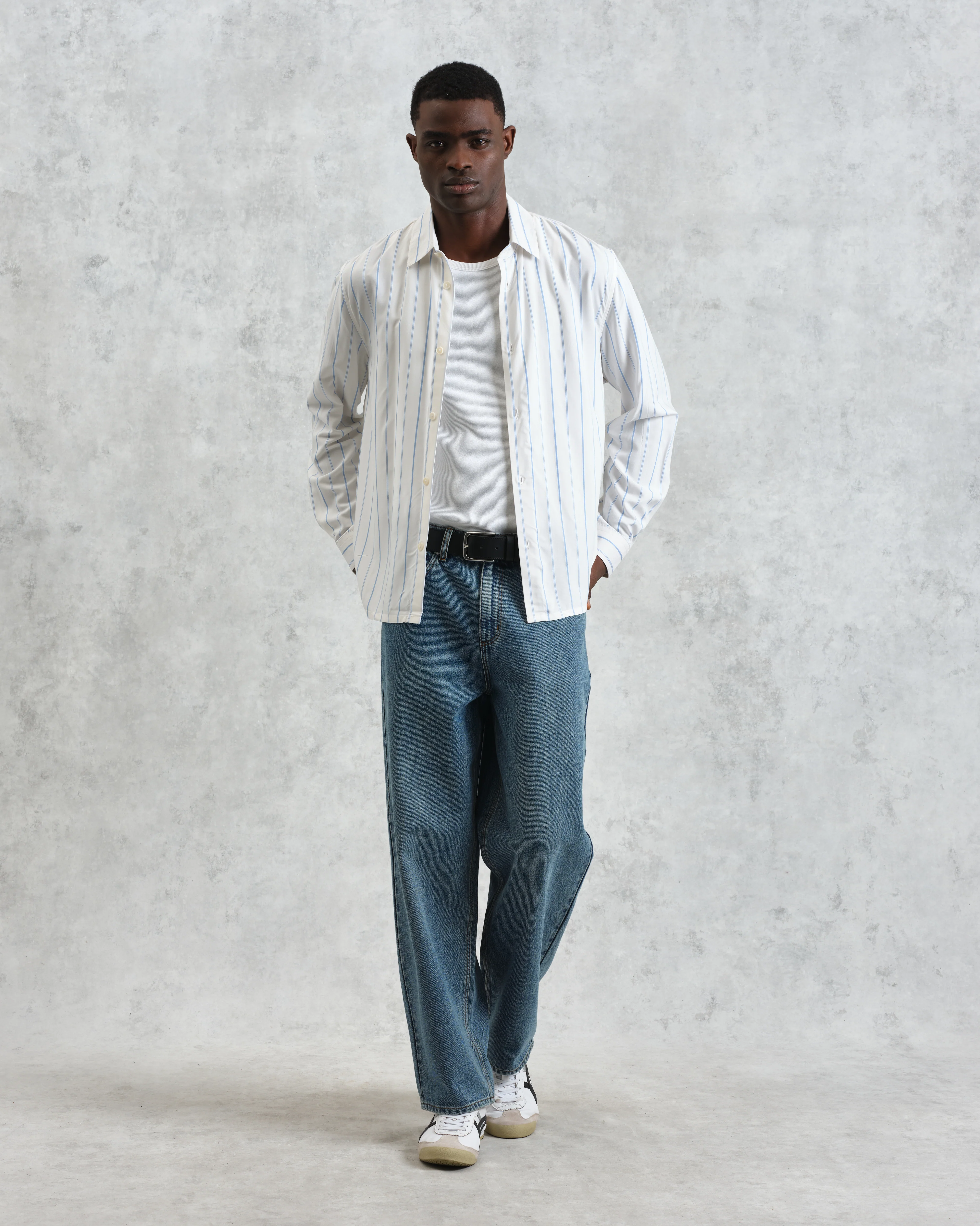 Halcomb - Ecru Stripe Portuguese Viscose Shirt - Image 4