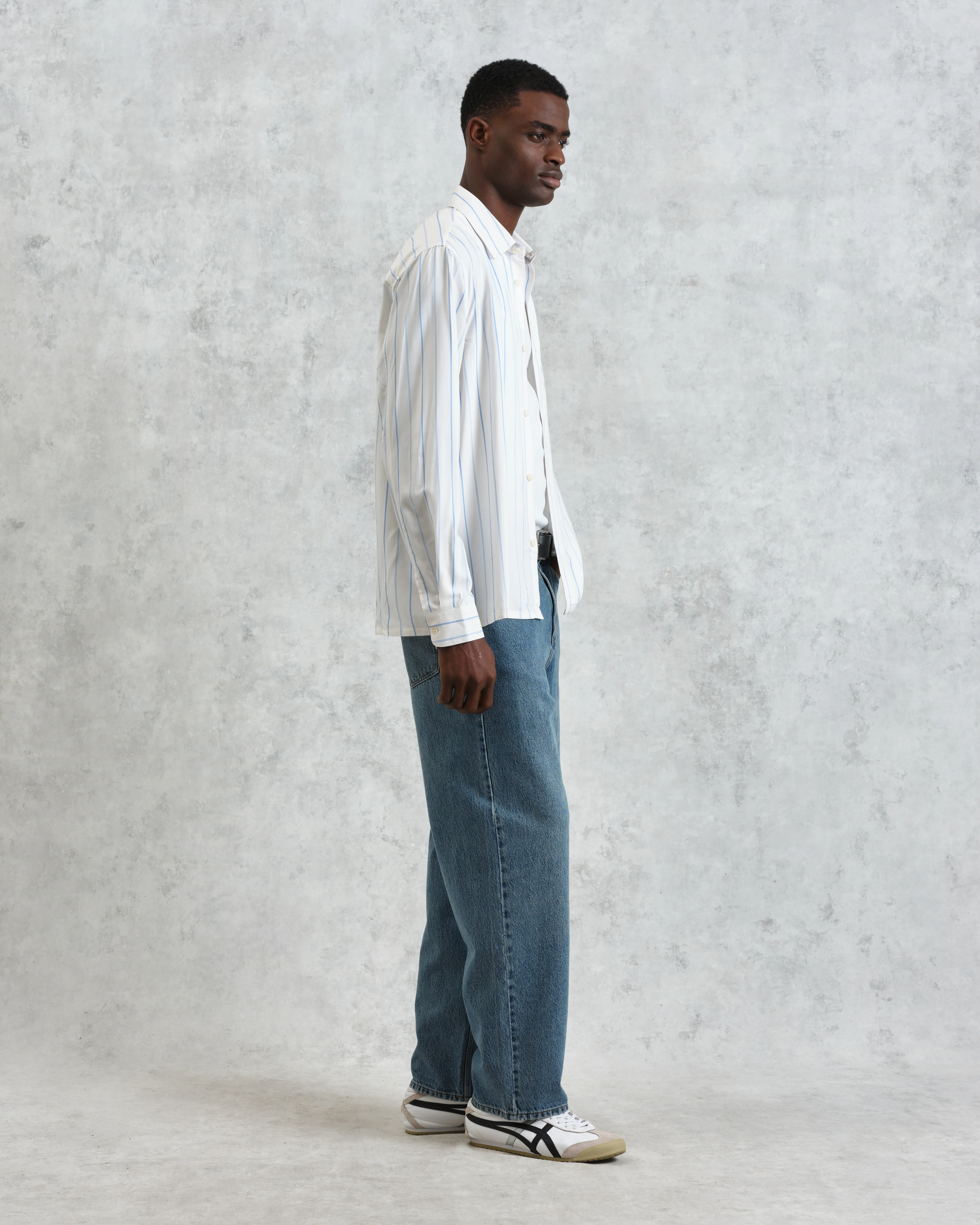 Halcomb - Ecru Stripe Portuguese Viscose Shirt - Image 5