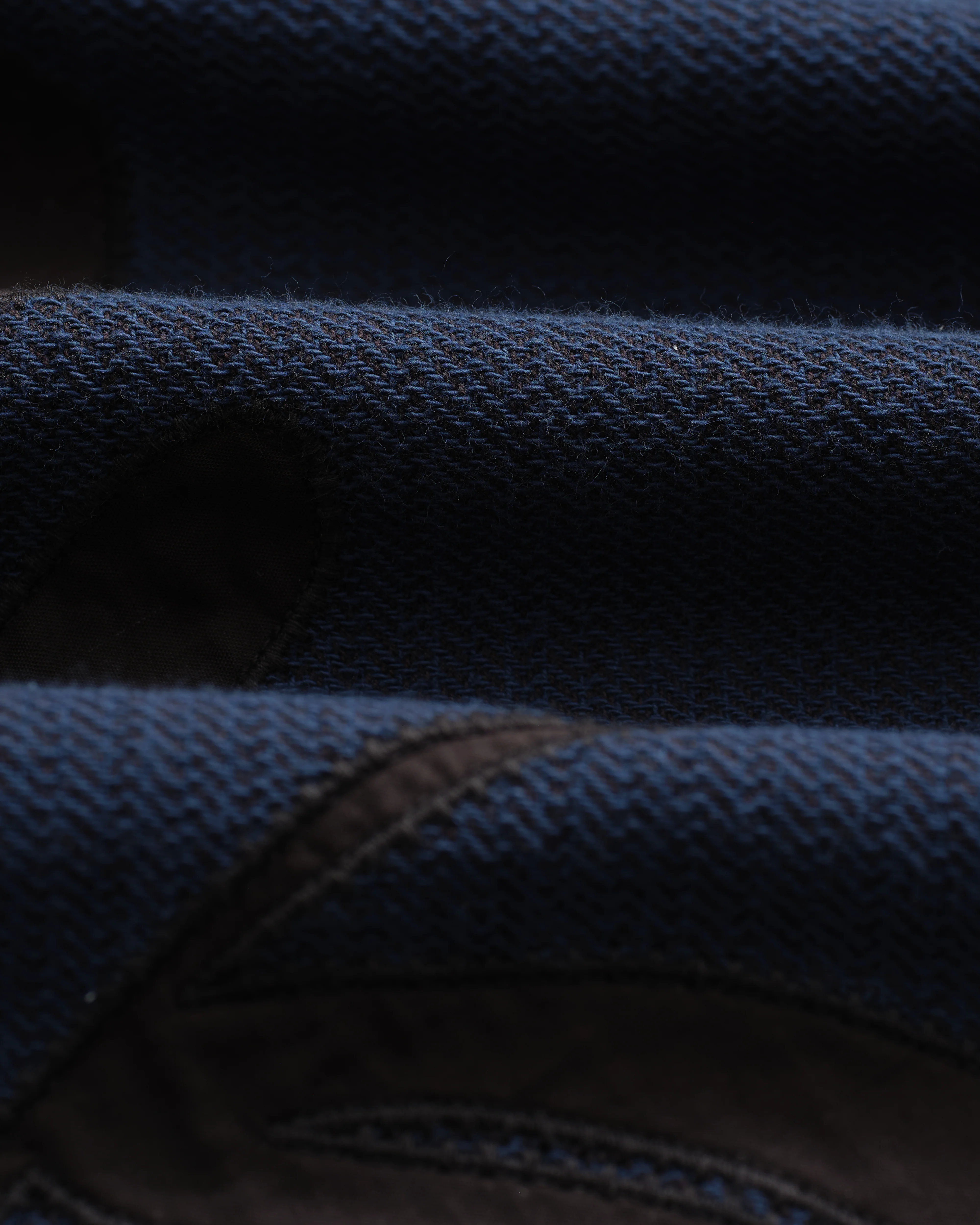 Halcomb - Navy Herringbone Cotton Applique Shirt - Image 9