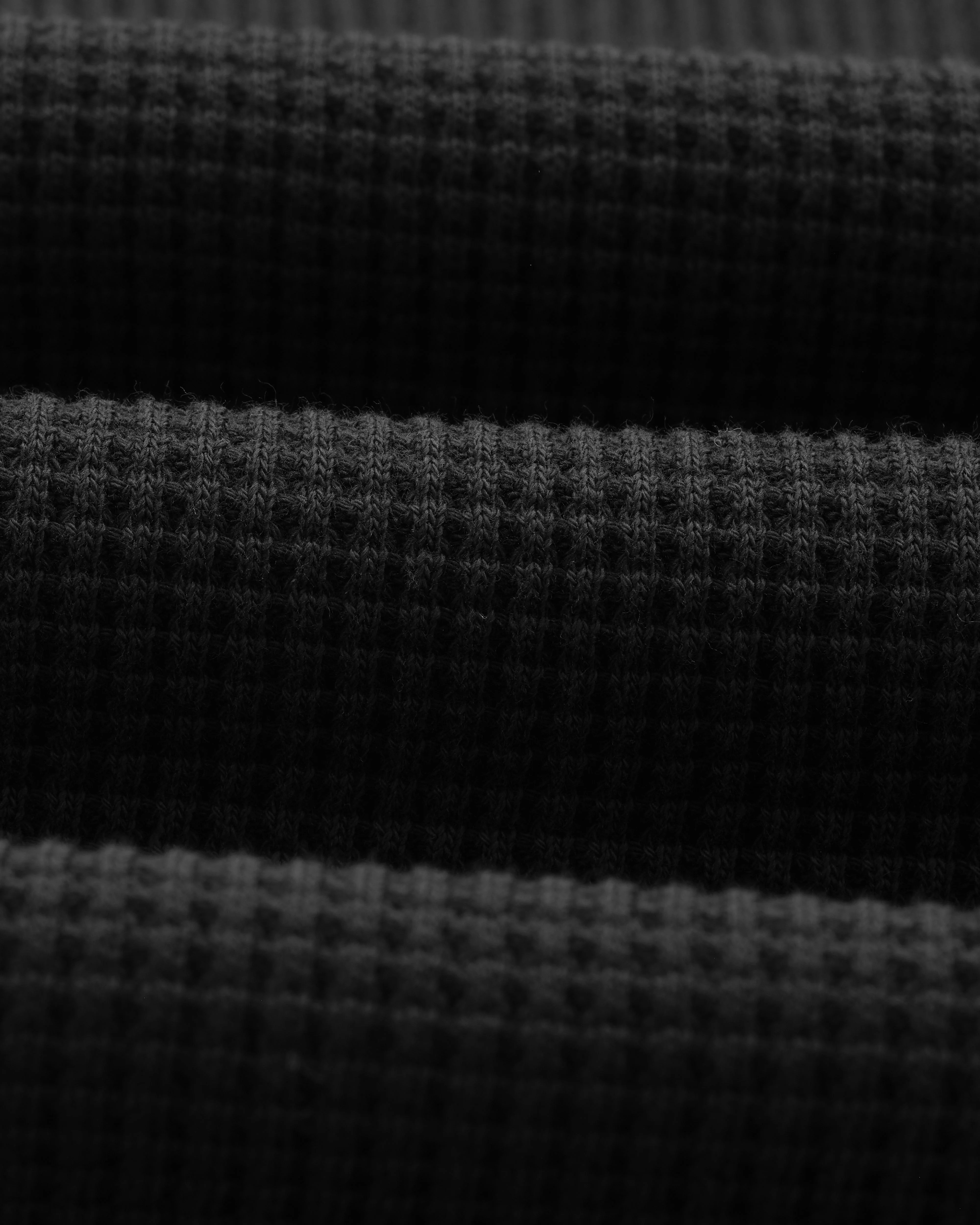 Halton - Black Waffle Long-Sleeve Henley T-Shirt - Image 9