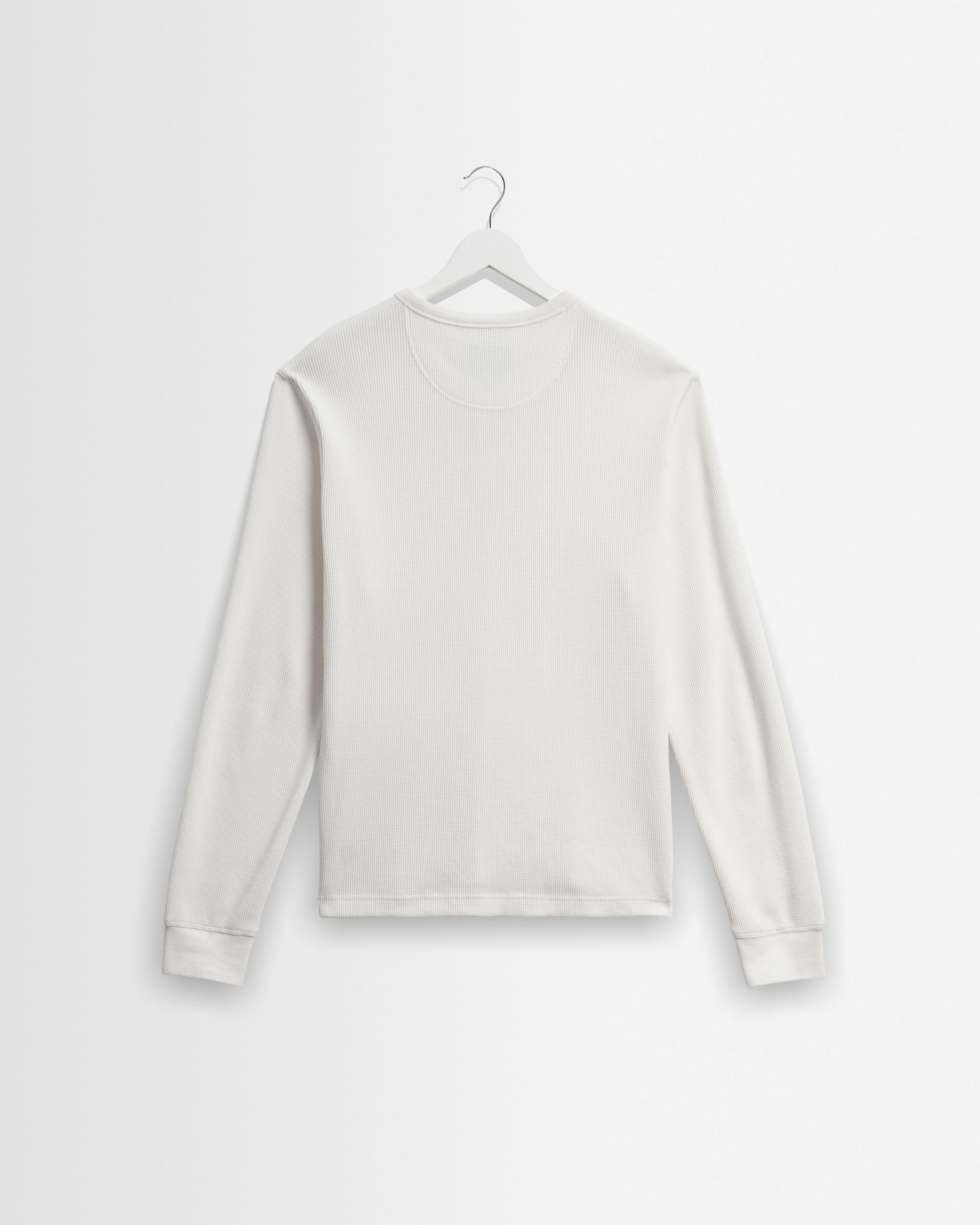 Halton - Ecru Waffle Long-Sleeve Henley T-Shirt - Image 8