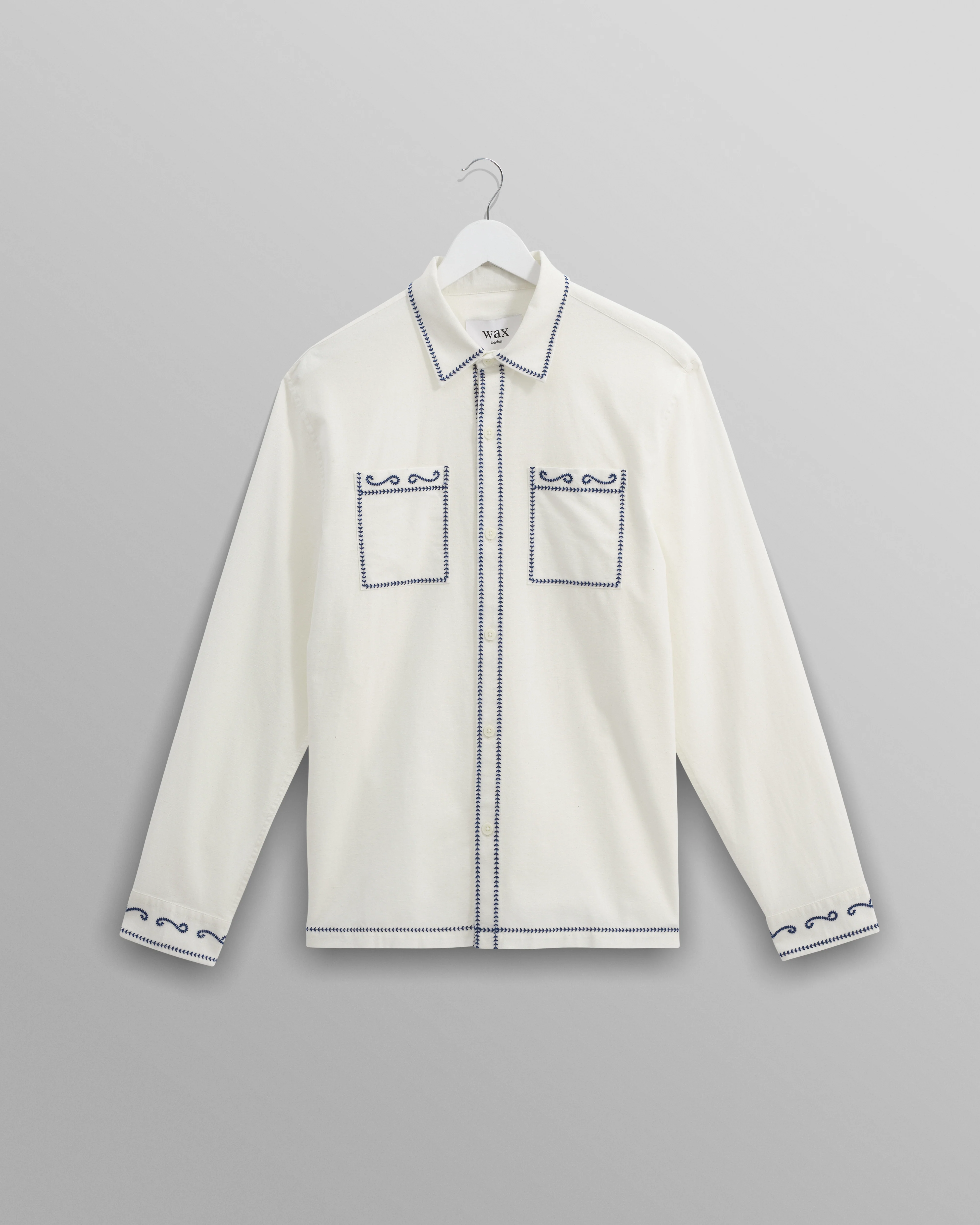 Haven - Ecru And Blue Embroidered Shirt