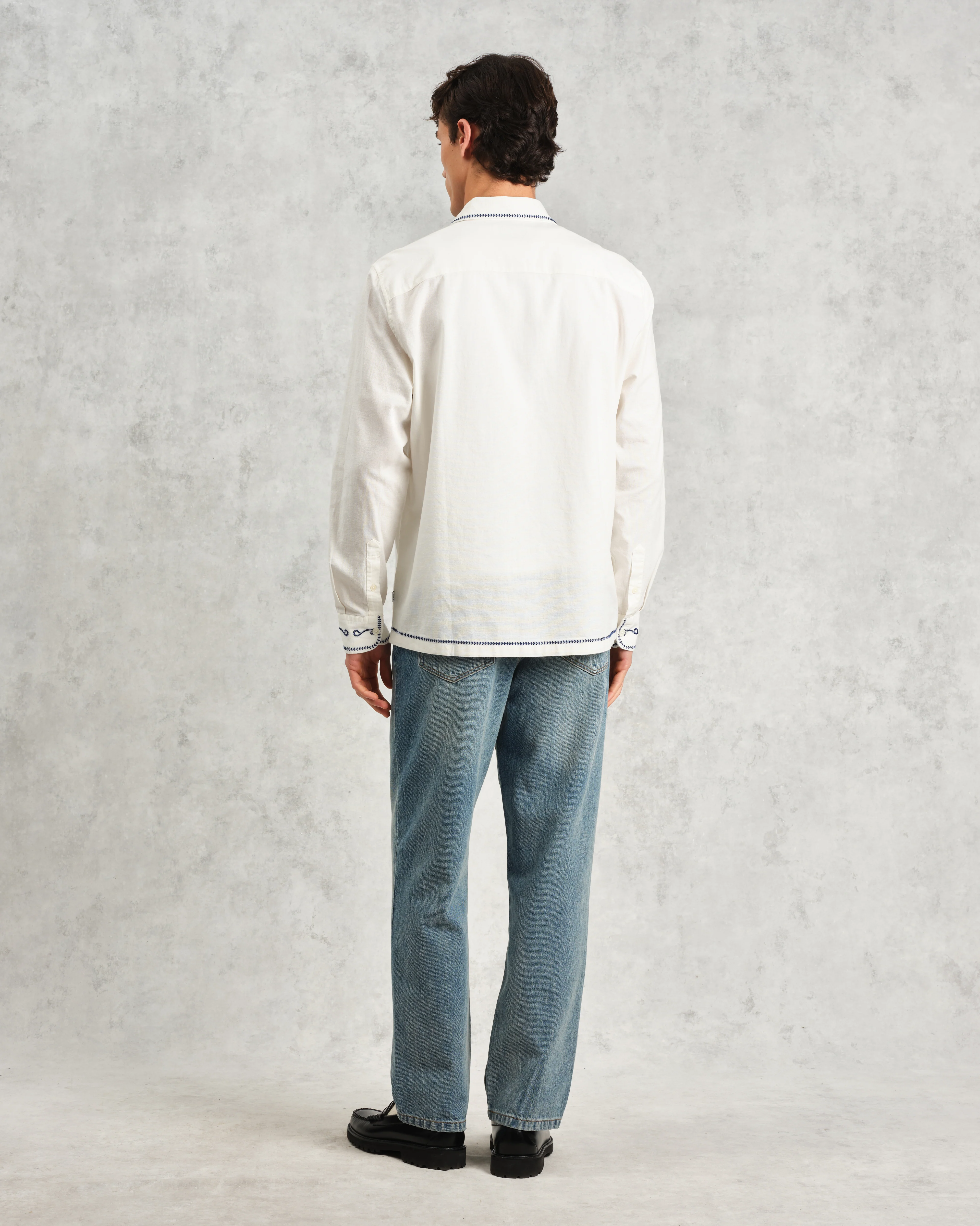 Haven - Ecru And Blue Embroidered Shirt - Image 6