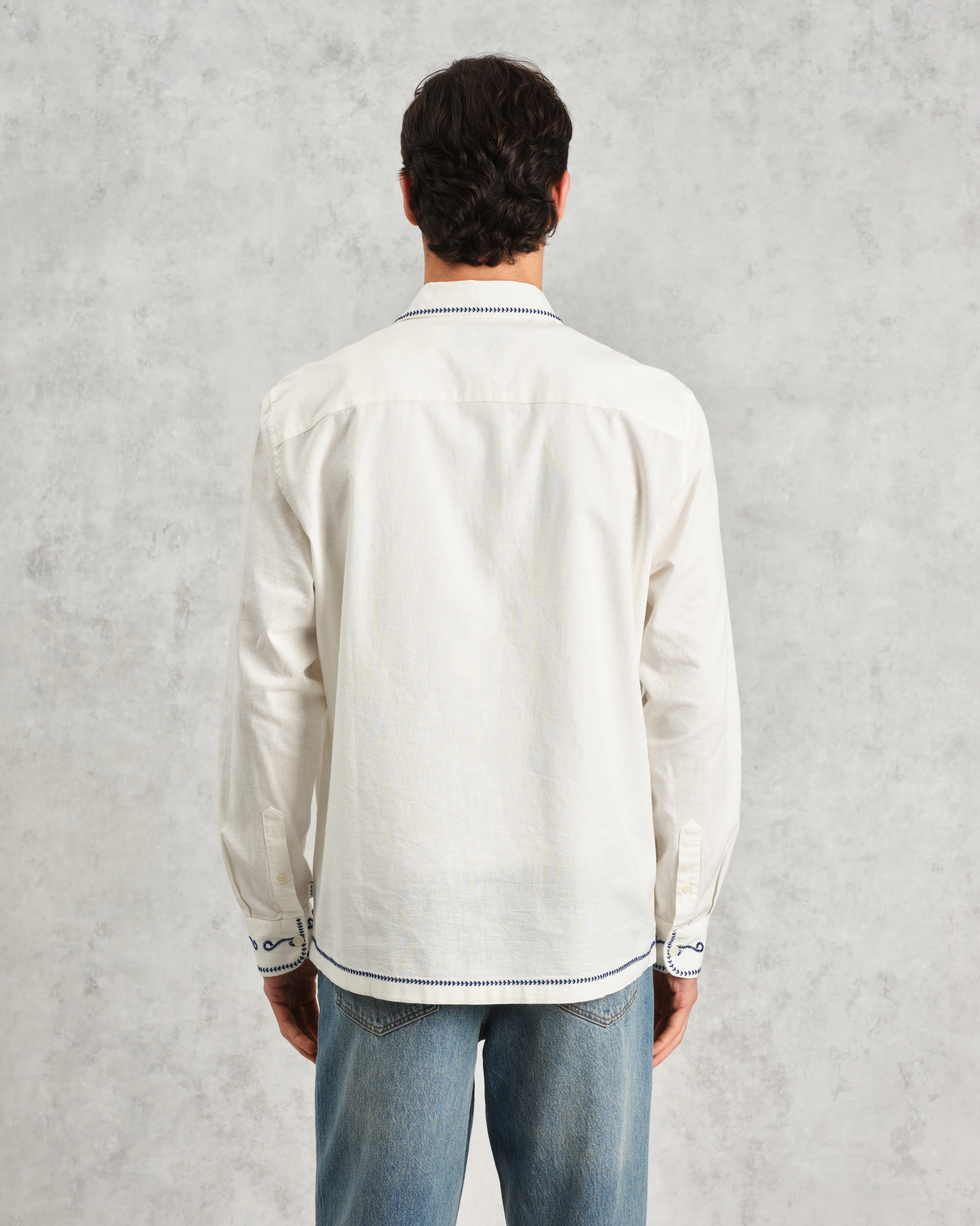 Haven - Ecru And Blue Embroidered Shirt - Image 7