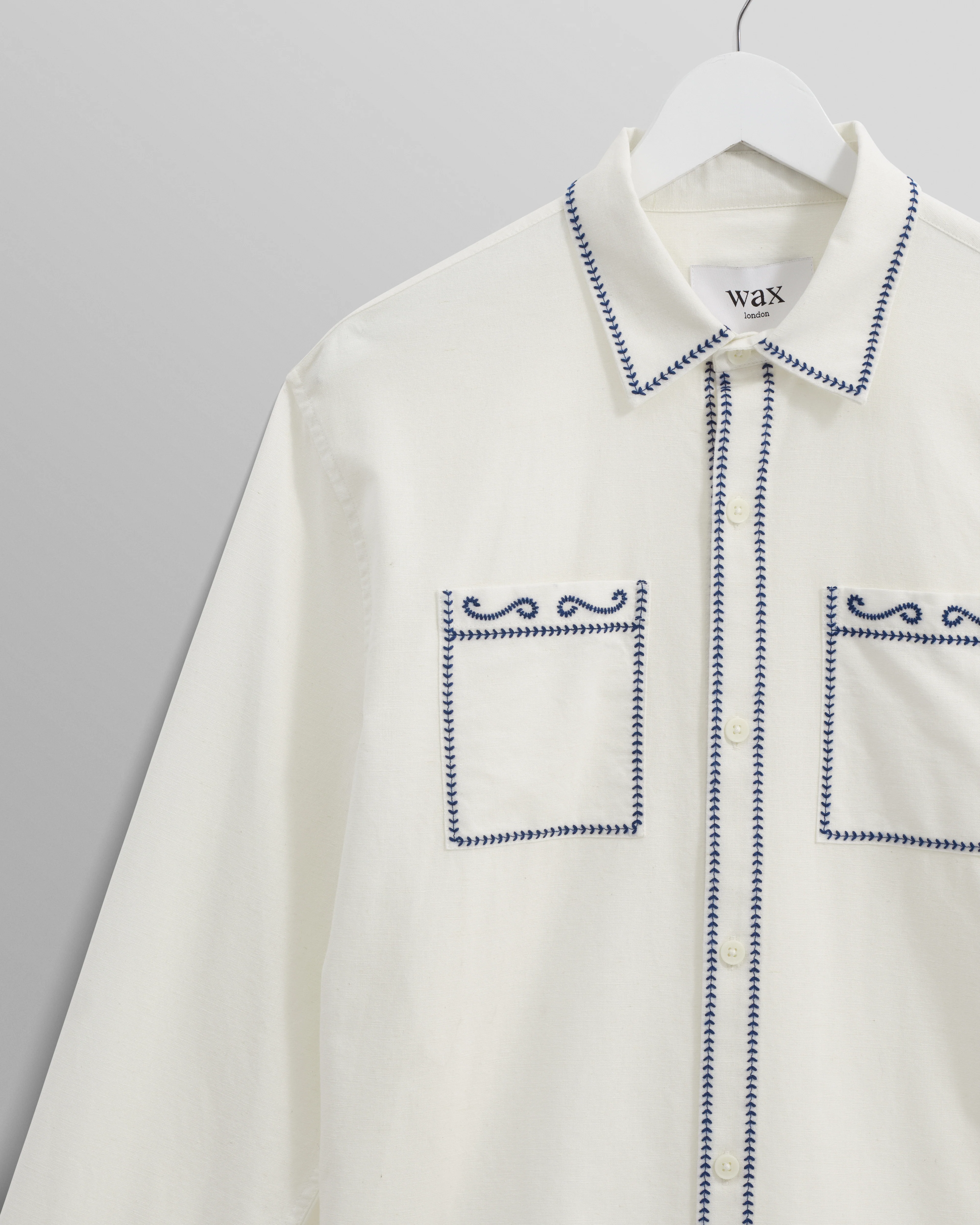 Haven - Ecru And Blue Embroidered Shirt - Image 8
