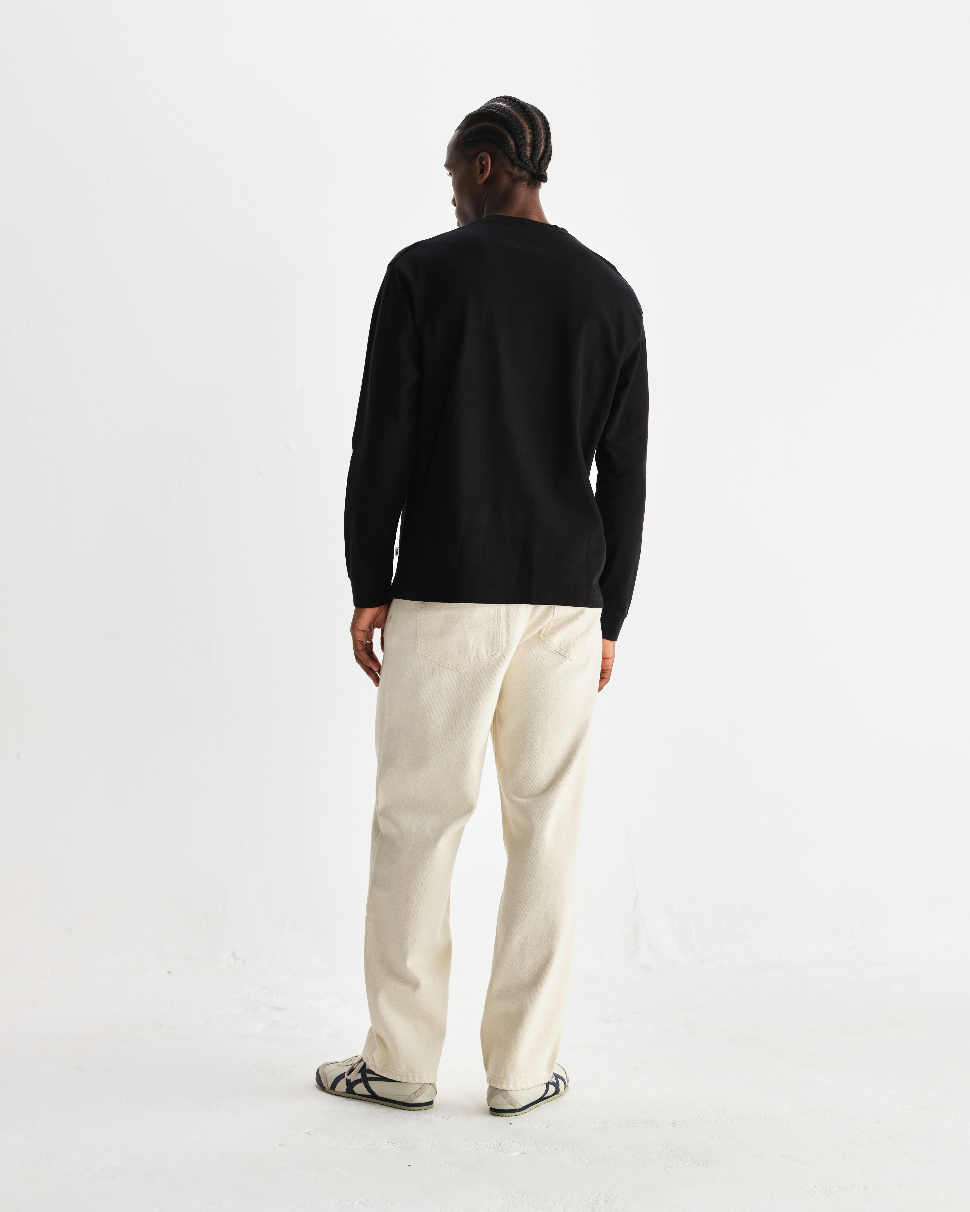 Hayden - Black Textured Organic Cotton Long Sleeve T-Shirt - Image 6