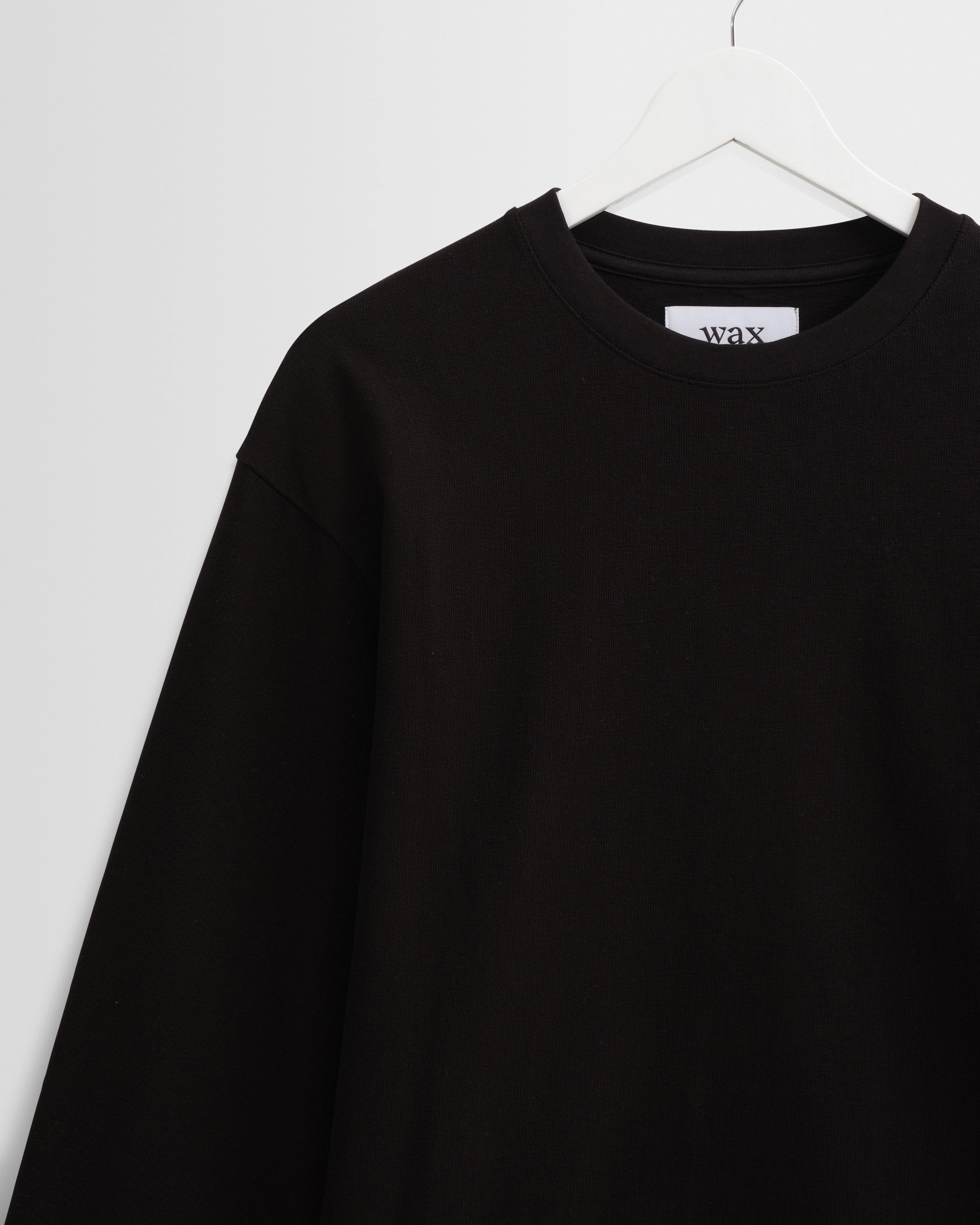 Hayden - Black Textured Organic Cotton Long Sleeve T-Shirt - Image 7