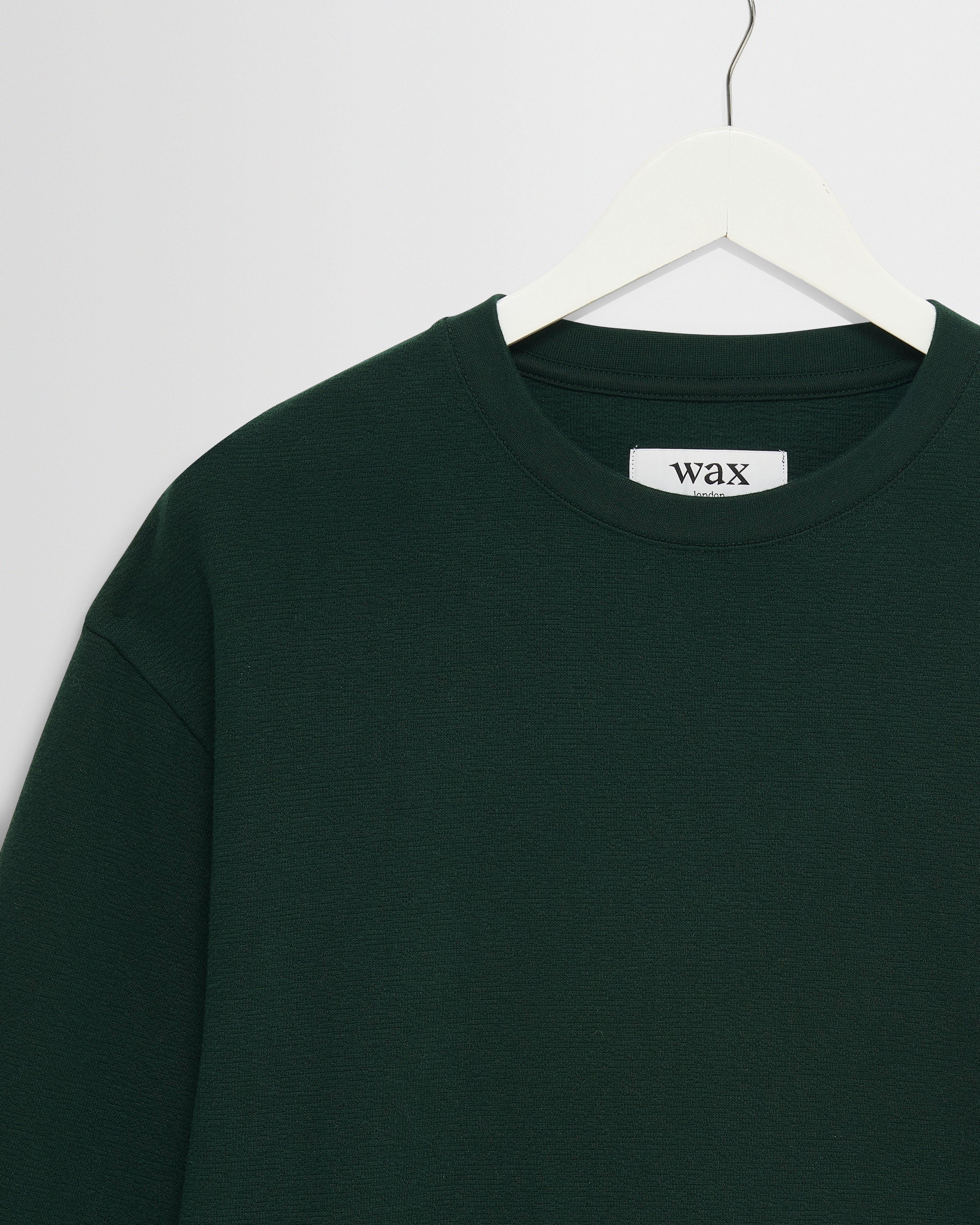 Hayden - Bottle Green Textured Organic Cotton Long Sleeve T-Shirt - Image 7