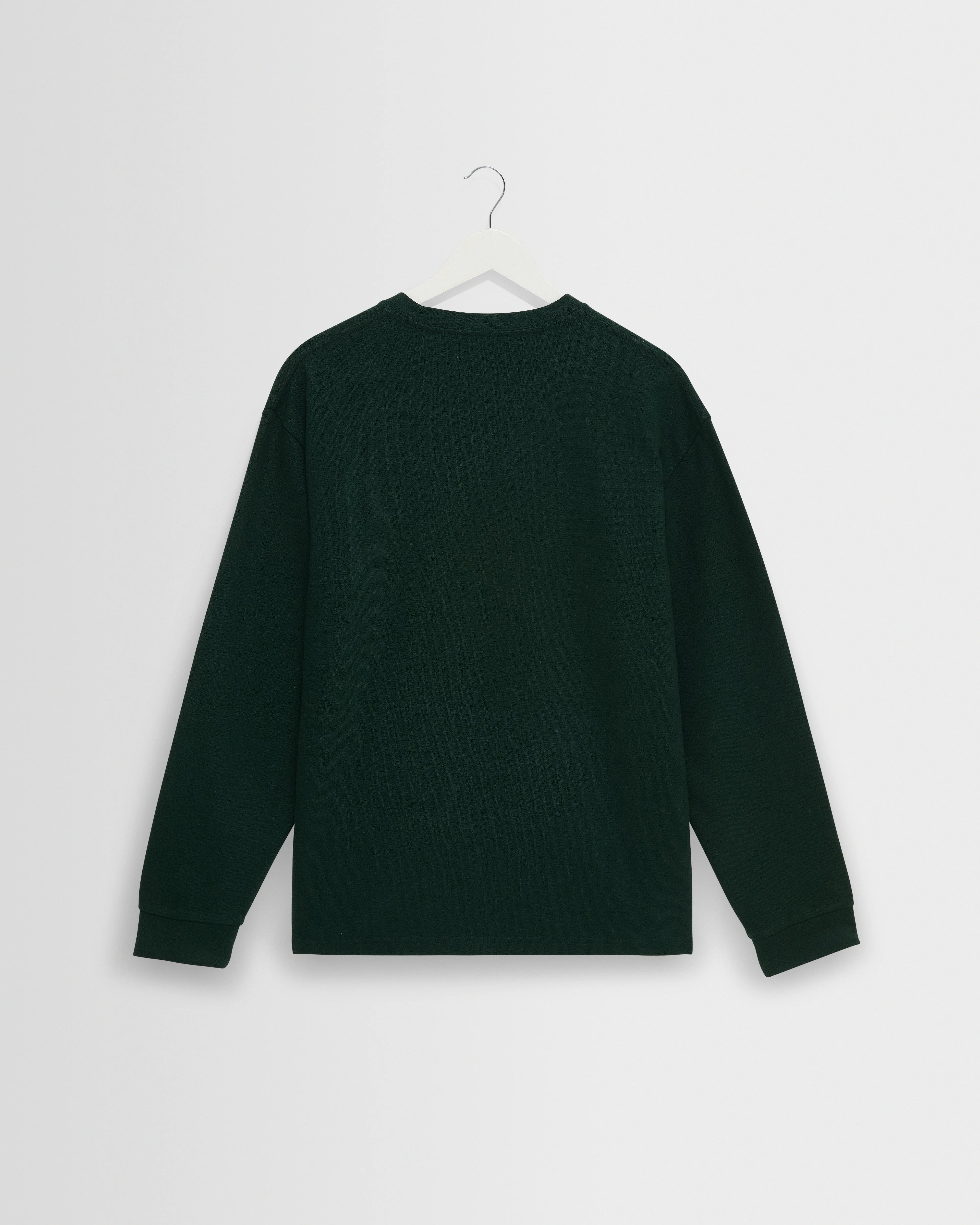 Hayden - Bottle Green Textured Organic Cotton Long Sleeve T-Shirt - Image 8