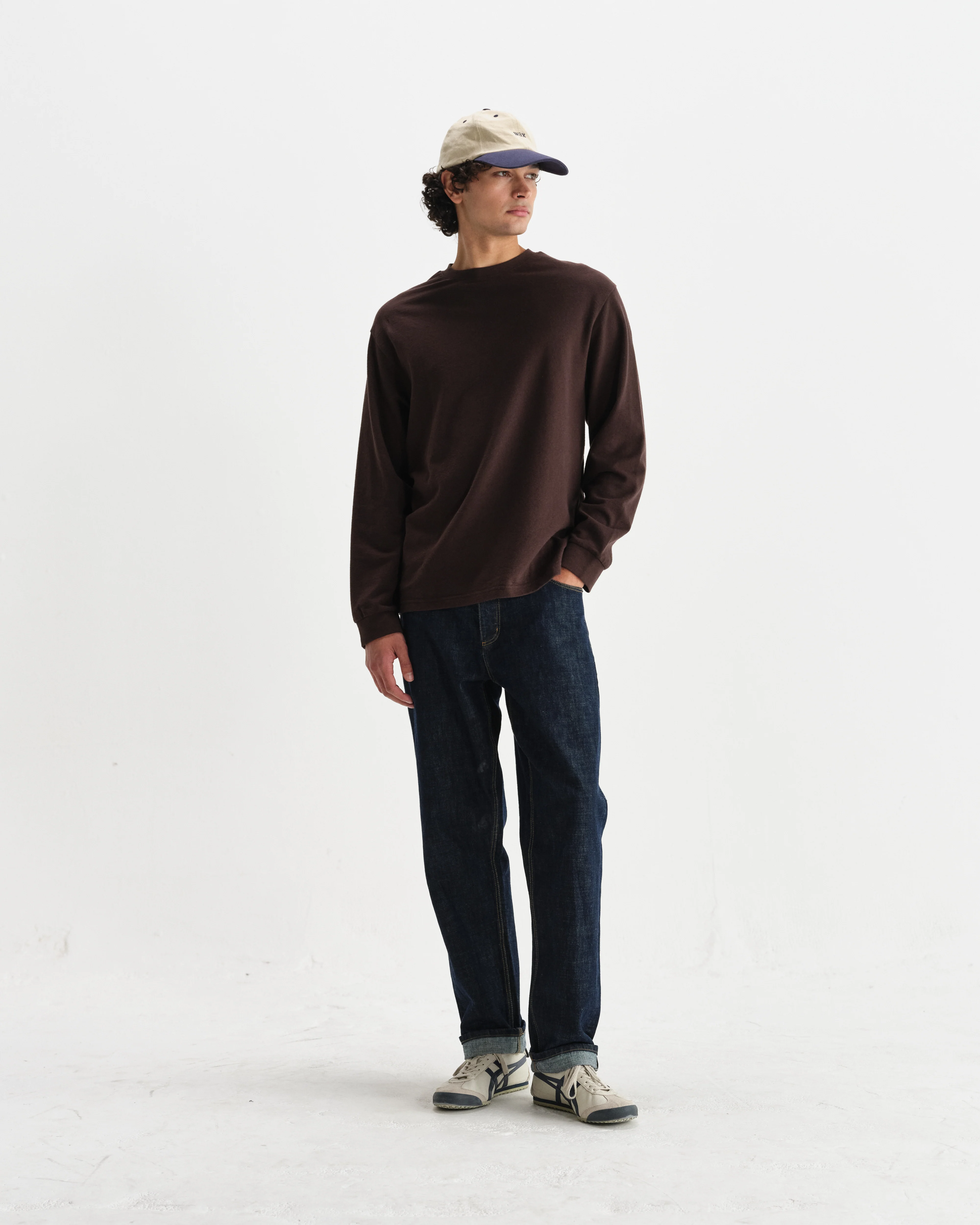 Hayden - Dark Brown Textured Organic Cotton Long Sleeve T-Shirt - Image 4