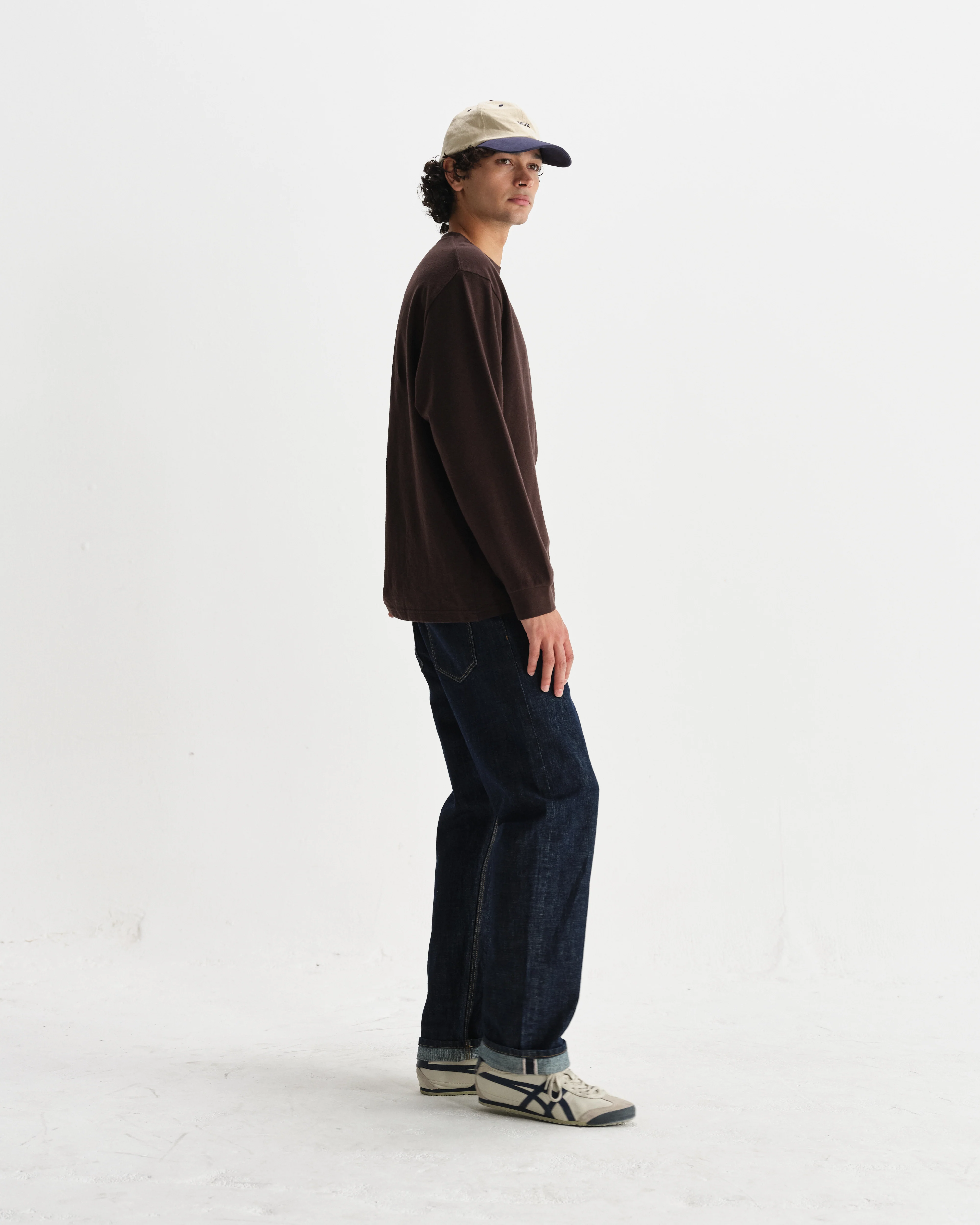Hayden - Dark Brown Textured Organic Cotton Long Sleeve T-Shirt - Image 5