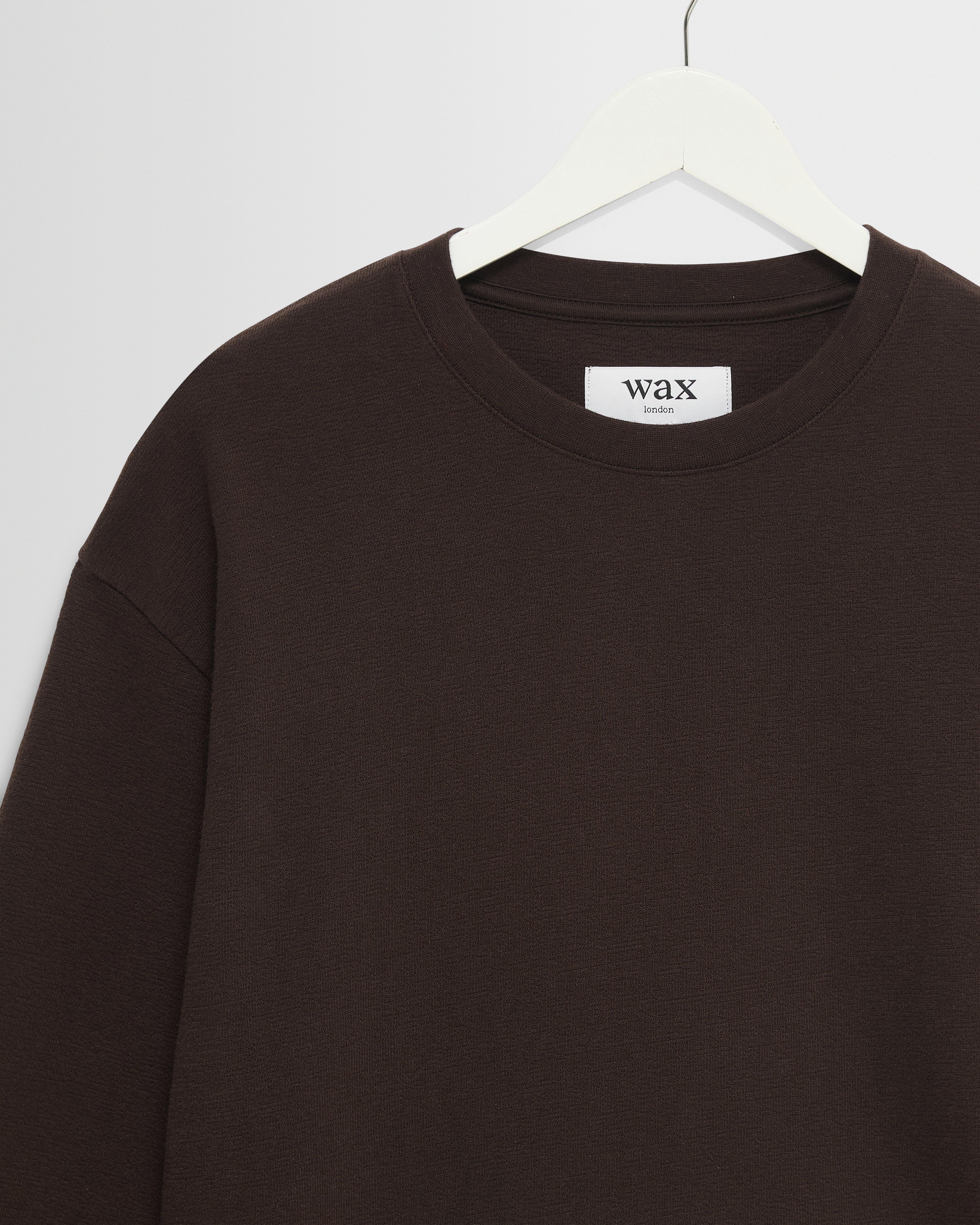 Hayden - Dark Brown Textured Organic Cotton Long Sleeve T-Shirt - Image 7