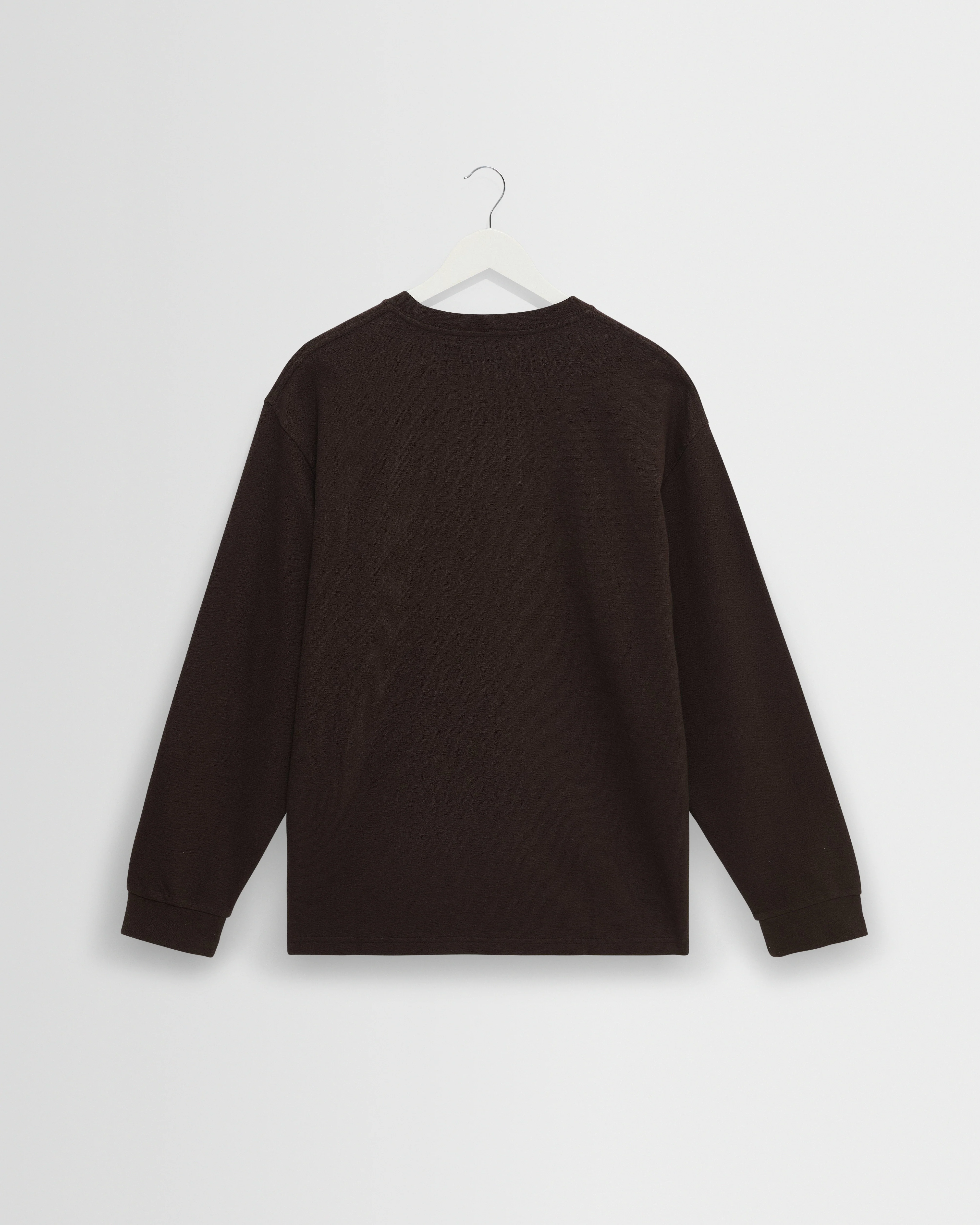 Hayden - Dark Brown Textured Organic Cotton Long Sleeve T-Shirt - Image 8