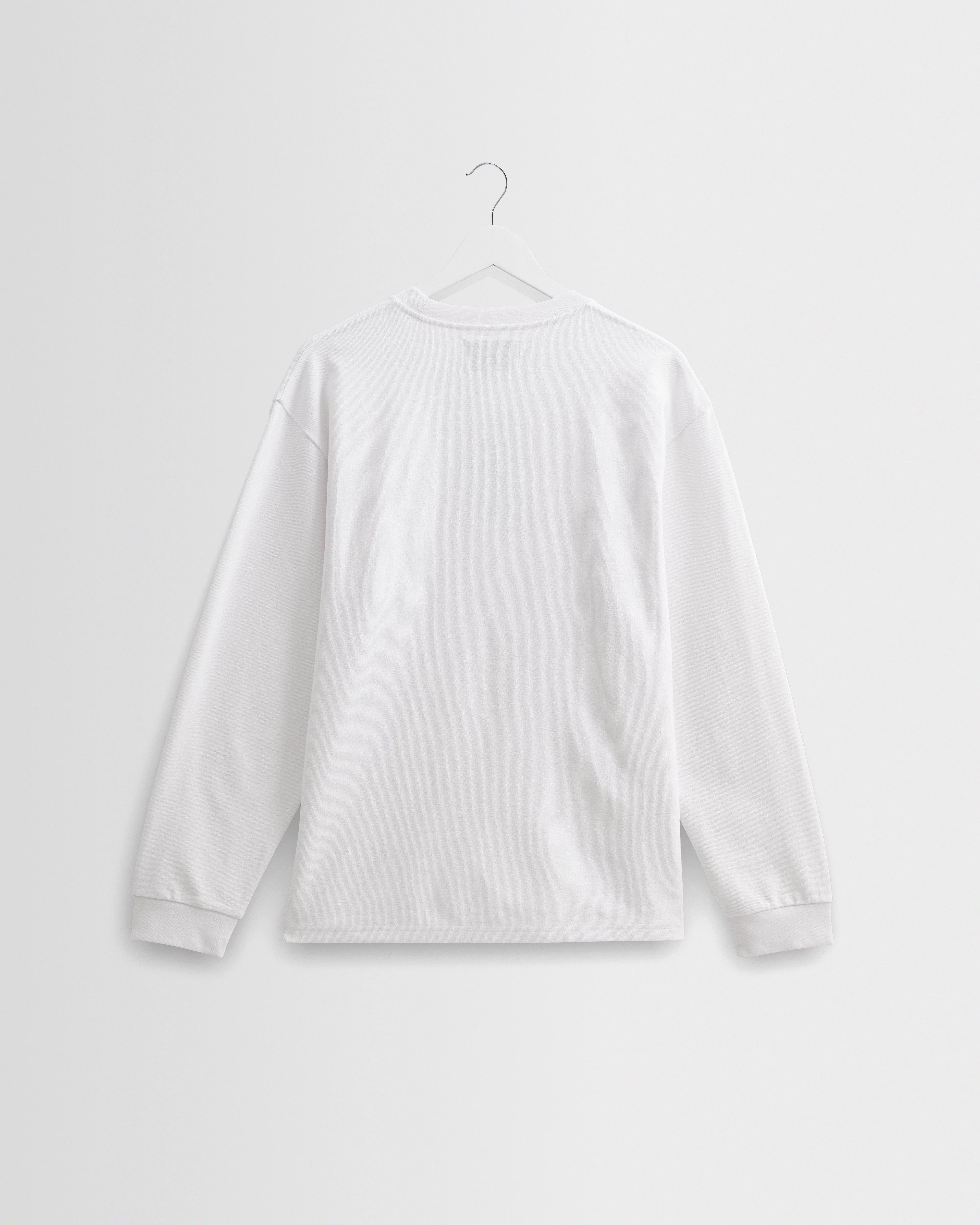Hayden - White Textured Organic Cotton Long Sleeve T-Shirt - Image 8