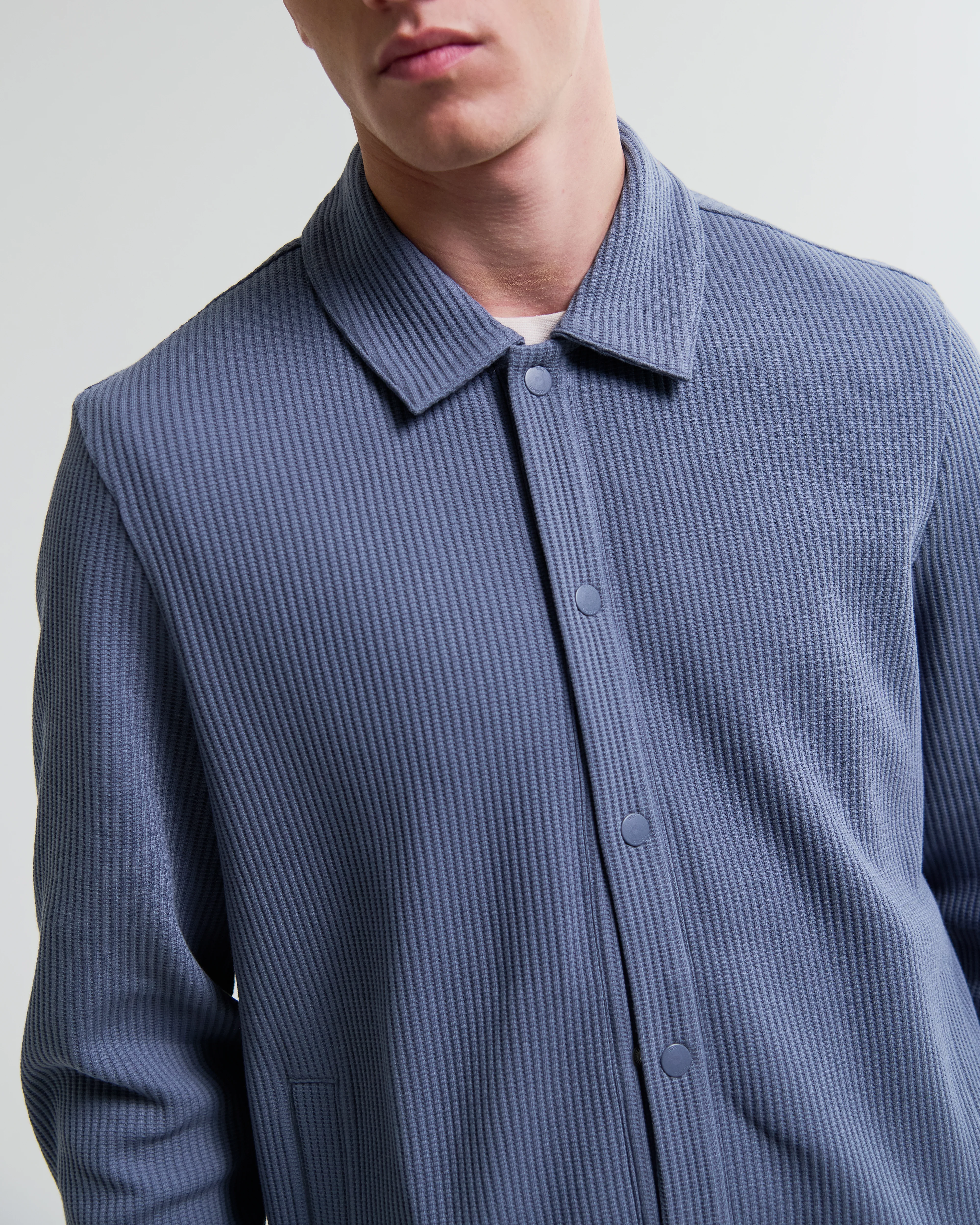 Hays - Mid Blue Structured Waffle Overshirt - Image 3