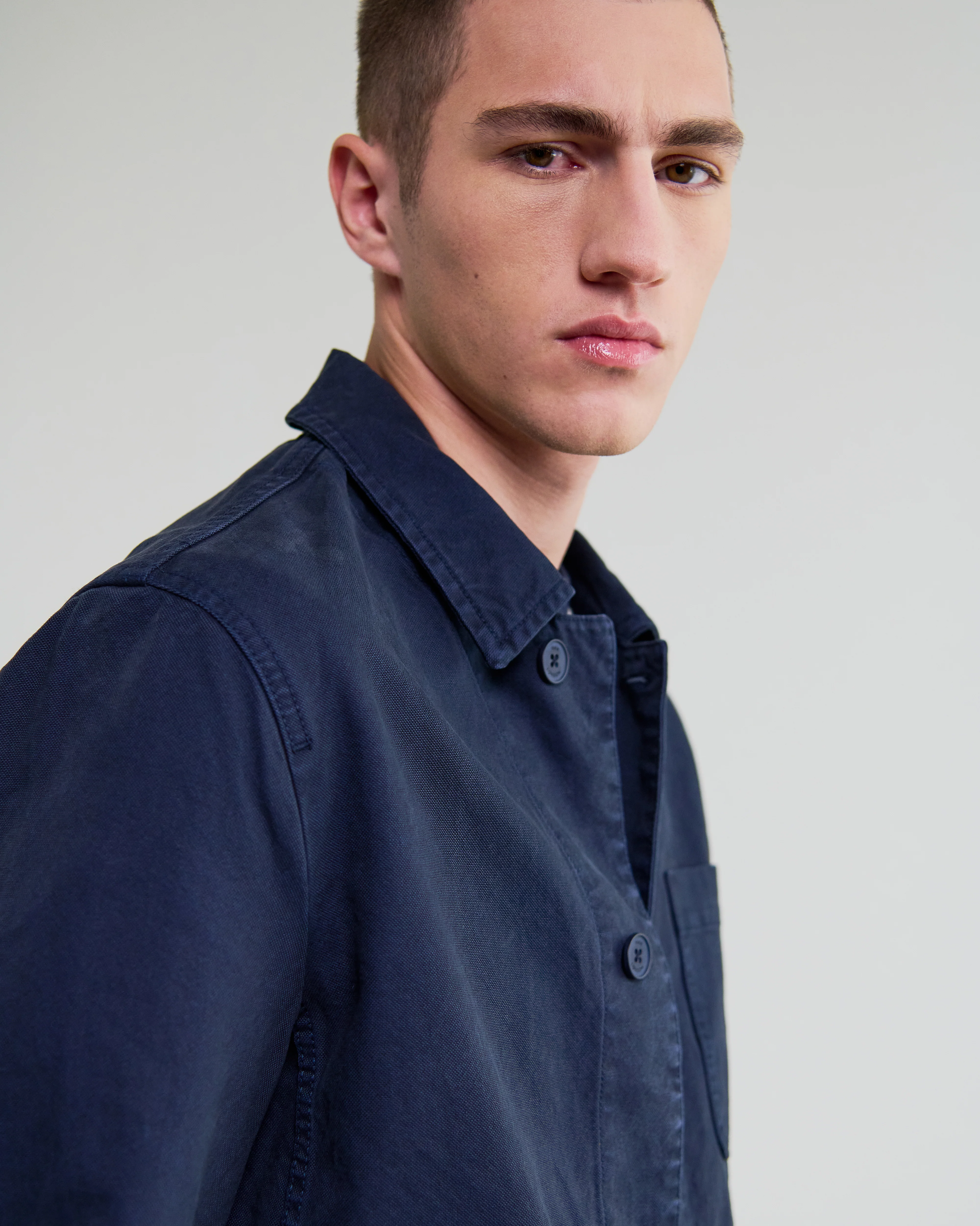 Healey - Navy Organic Cotton Chore Jacket - Image 3