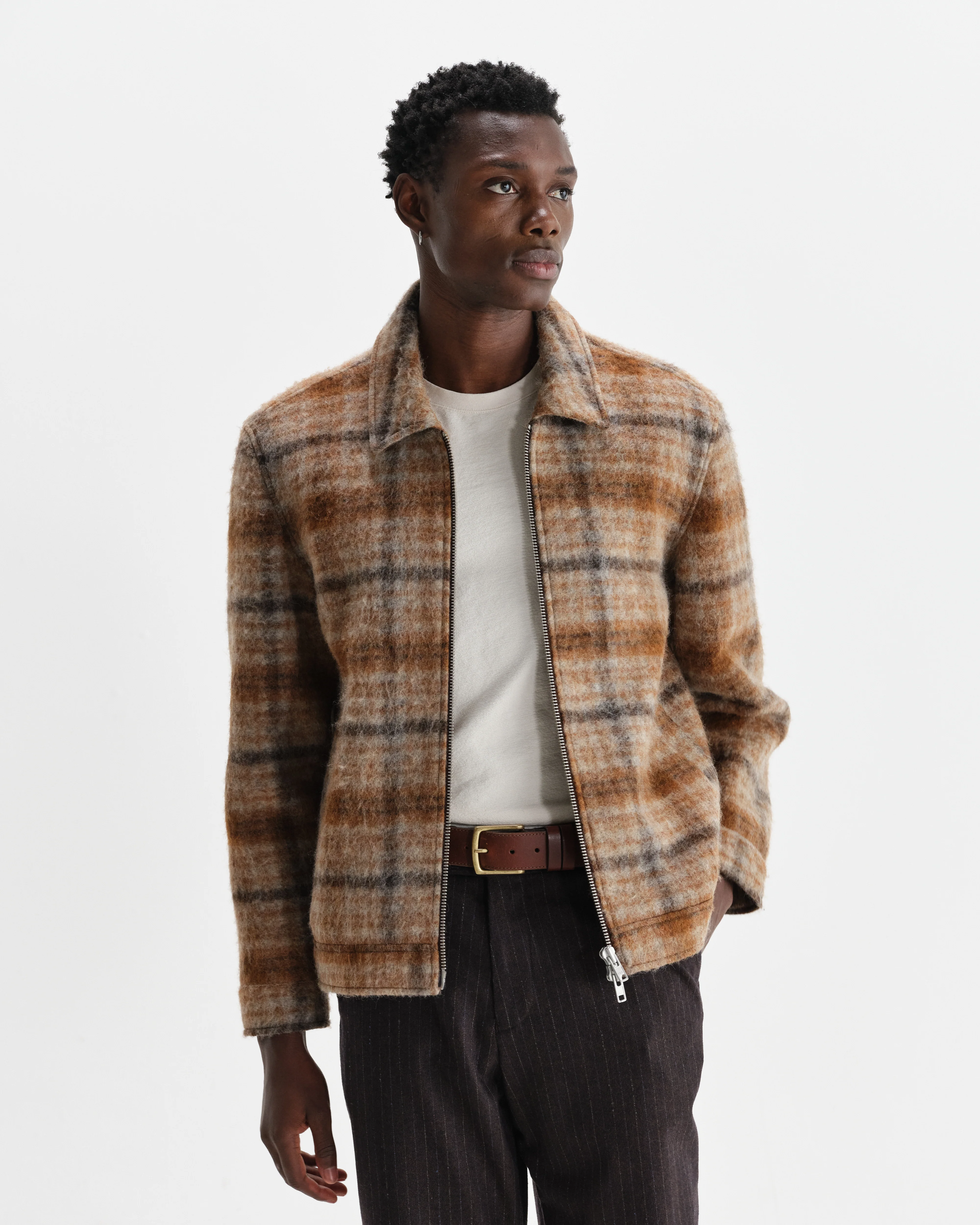 Heath - Natural And Tan Drawn Check Jacket - Image 2