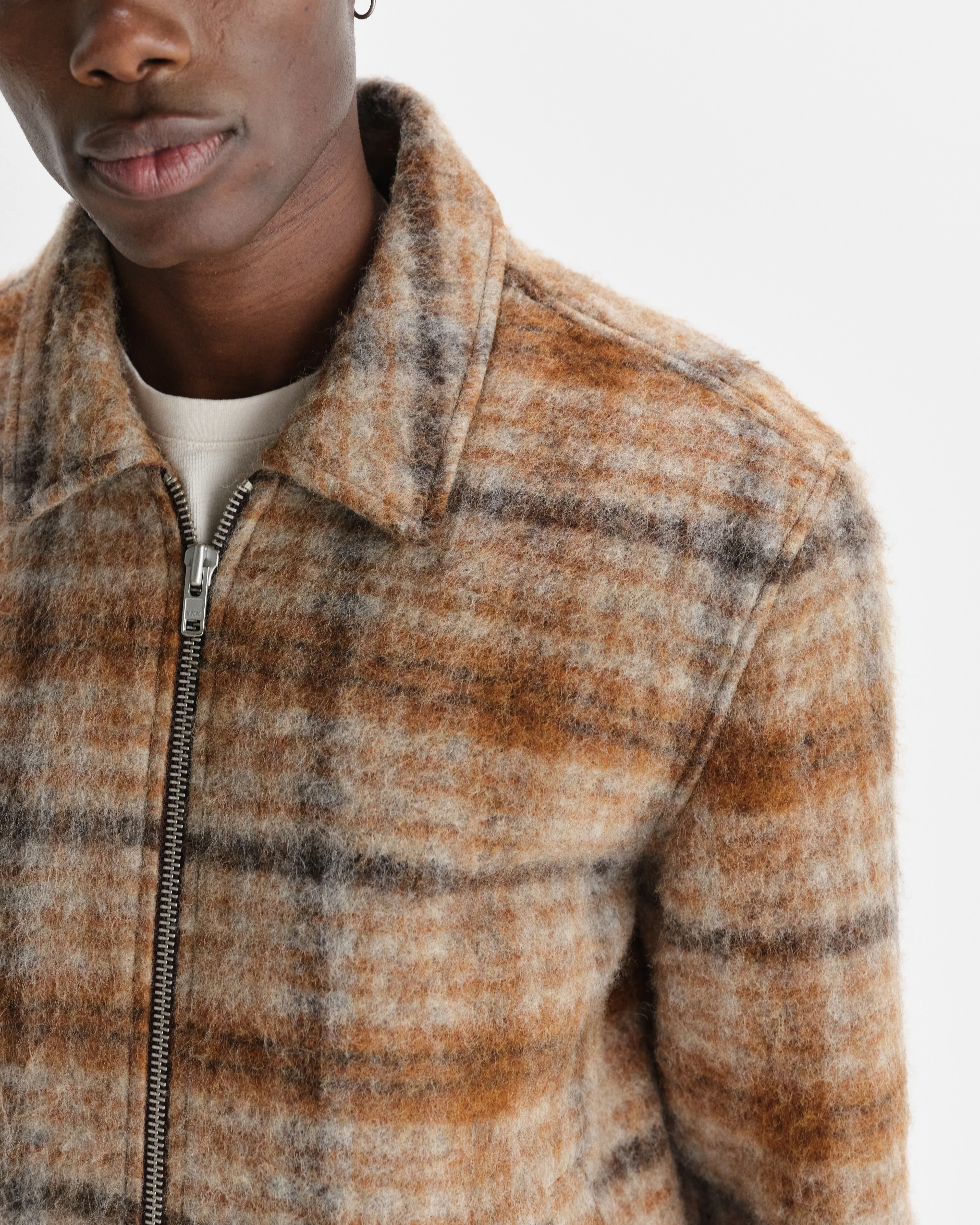 Heath - Natural And Tan Drawn Check Jacket - Image 3