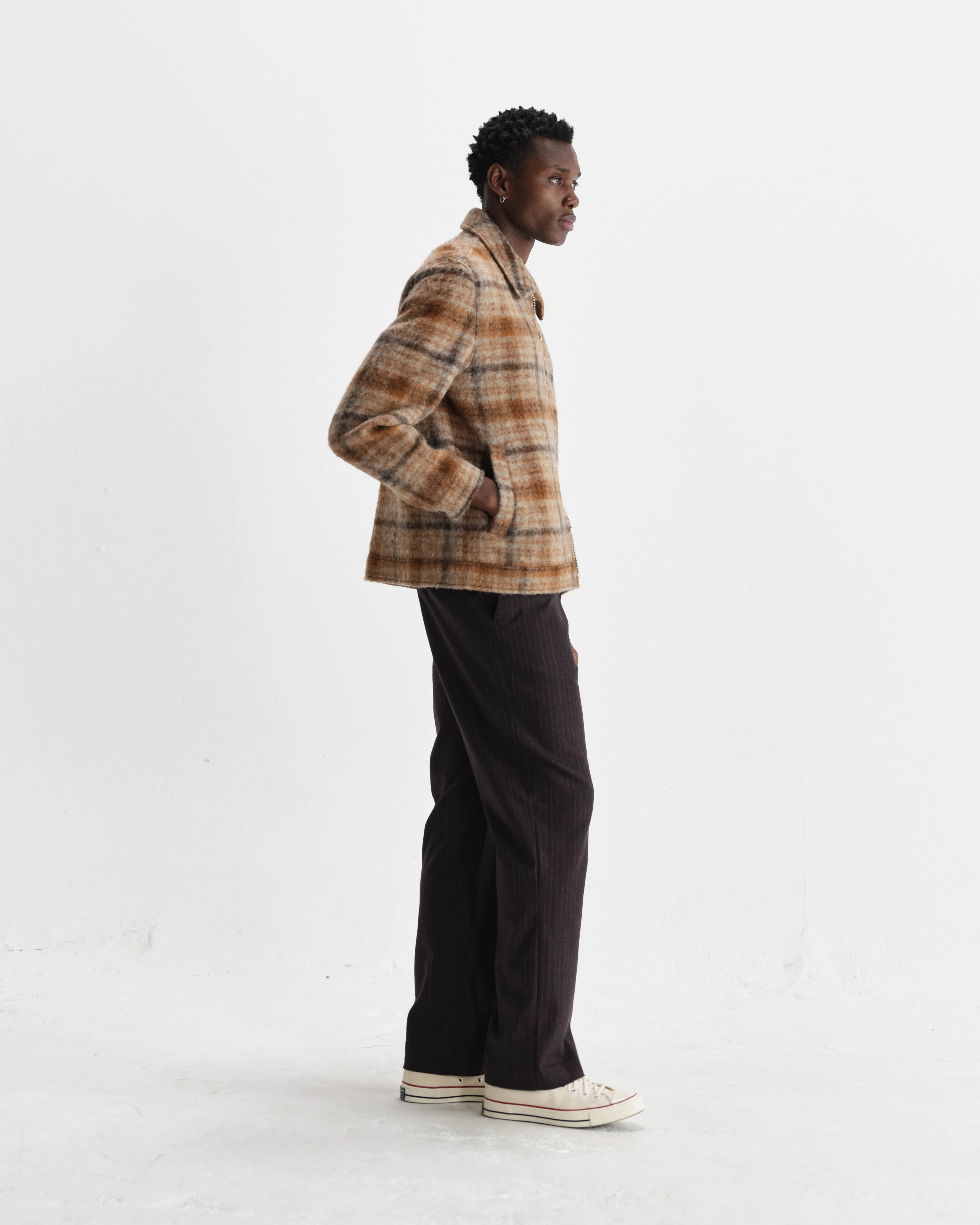 Heath - Natural And Tan Drawn Check Jacket - Image 5