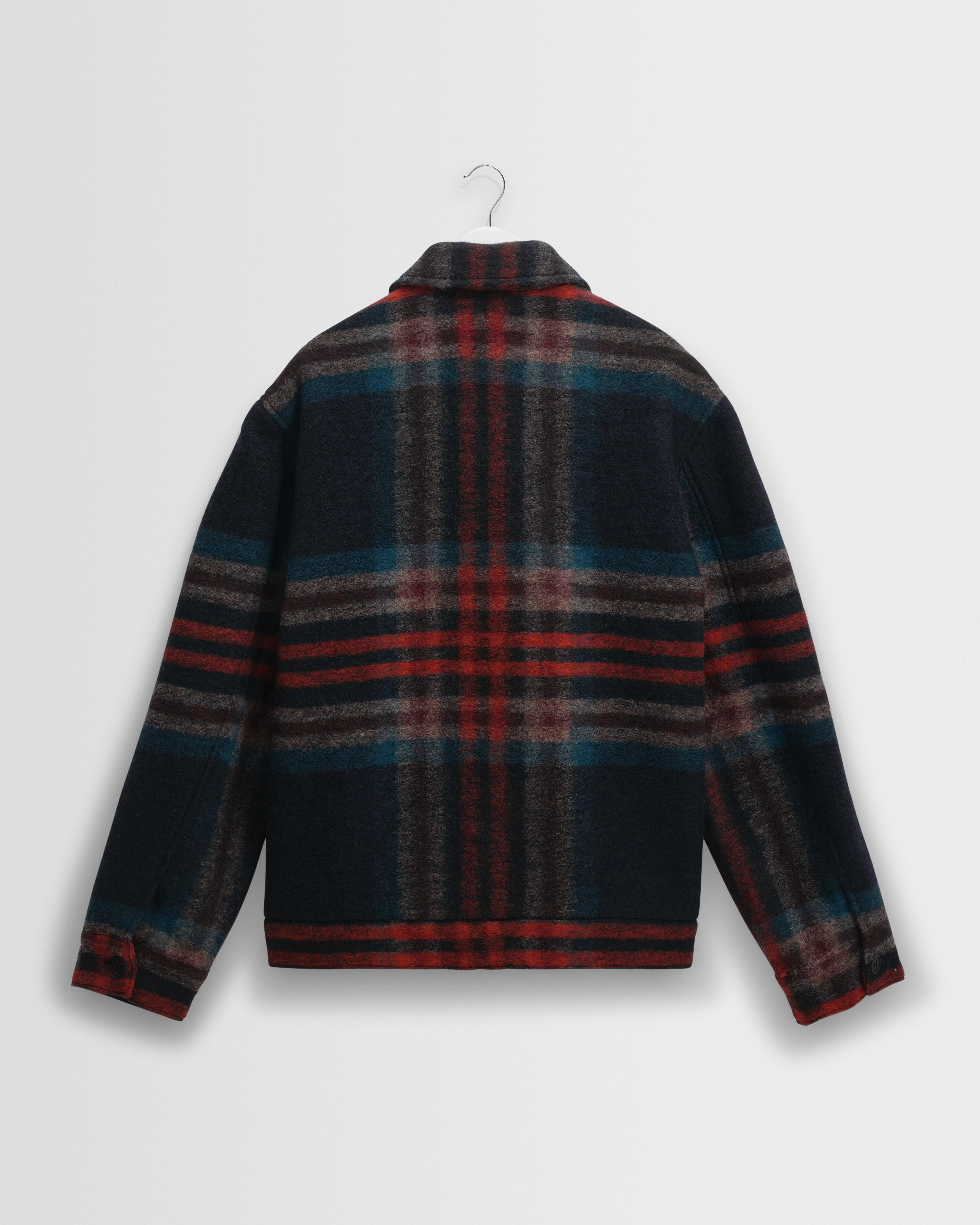 Heath - Navy And Multicolour Check Wool Jacket - Image 7