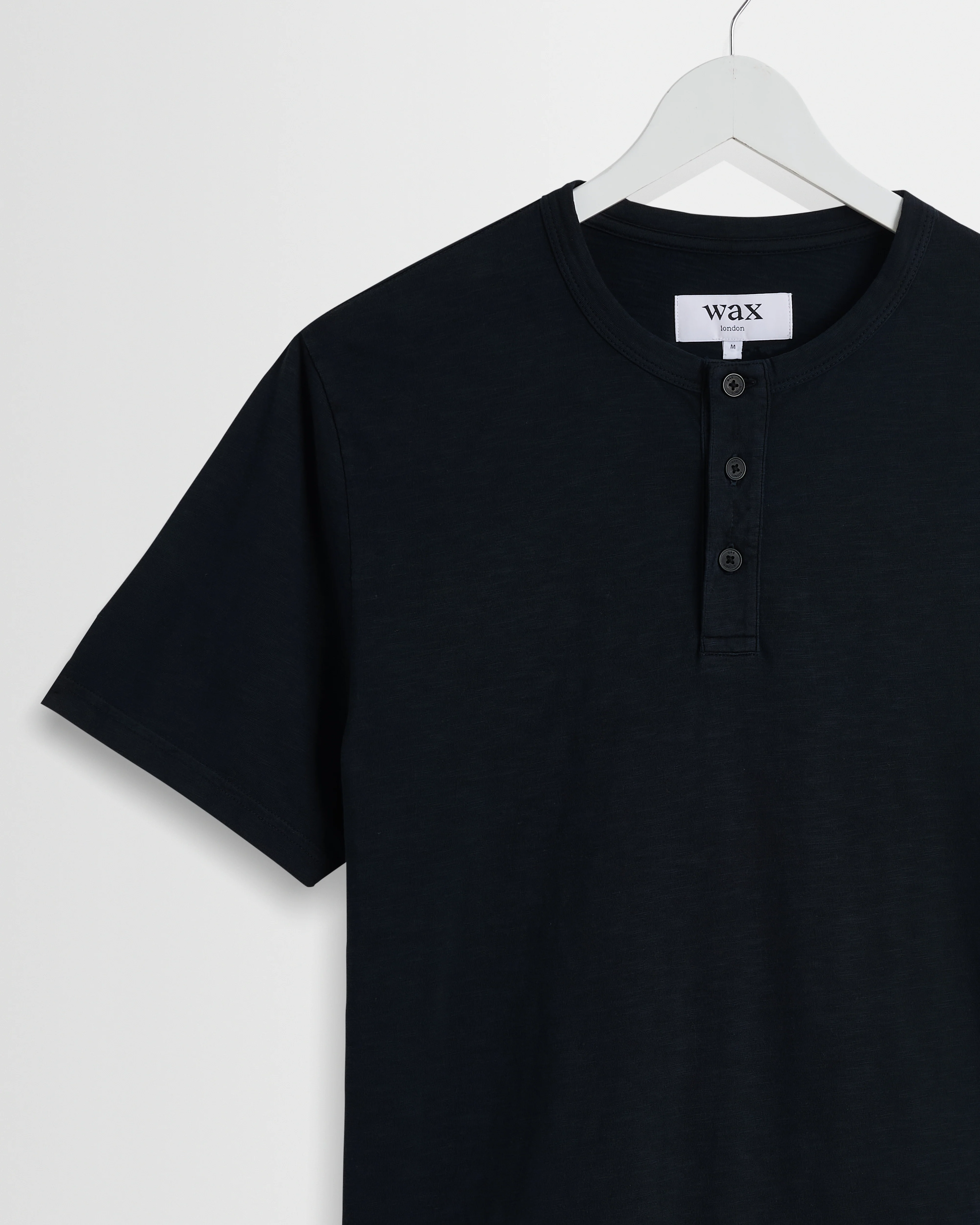Hill - Black Slub Organic Cotton Henley T-Shirt - Image 7