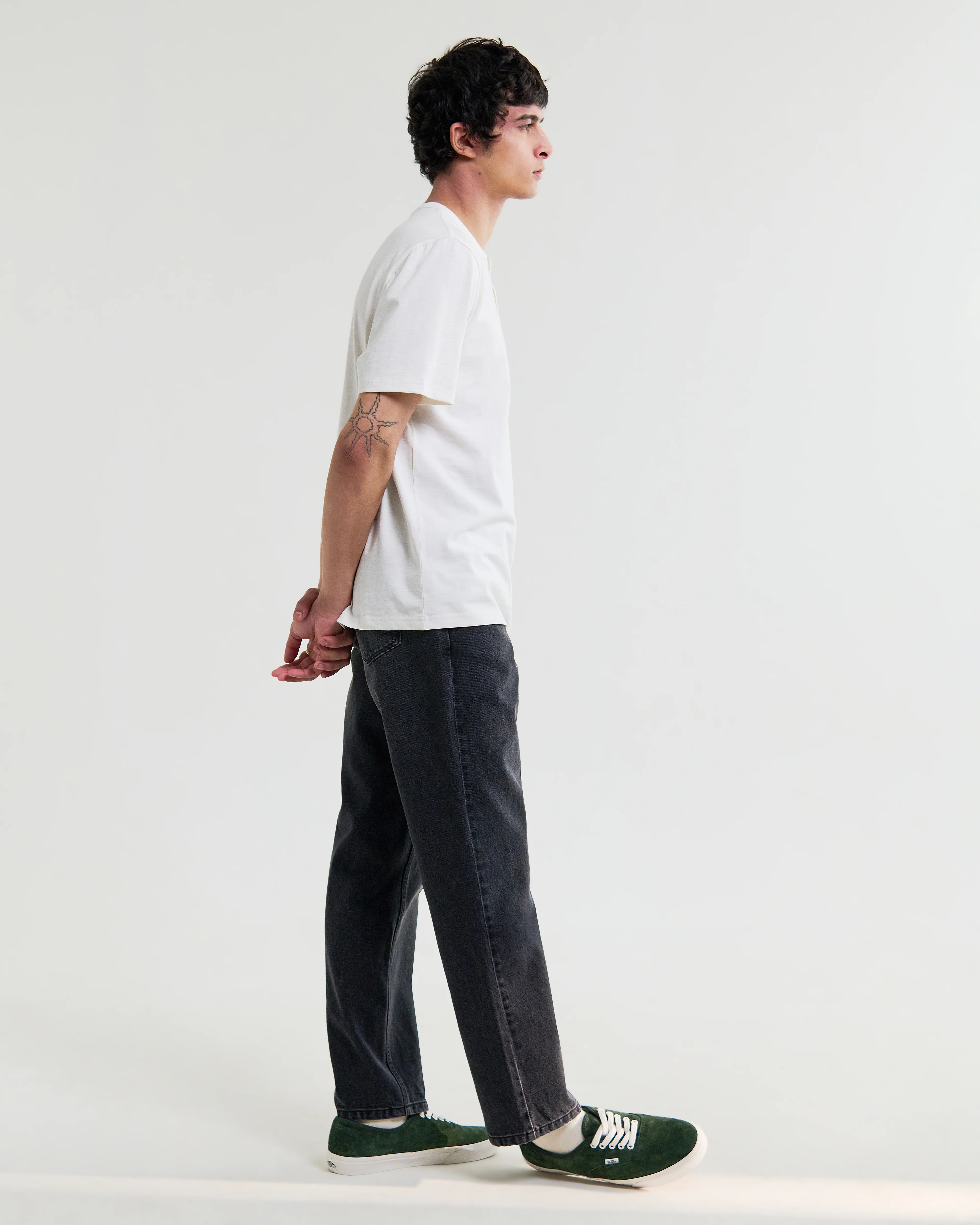 Hill - Off White Slub Organic Cotton Henley T-Shirt - Image 5
