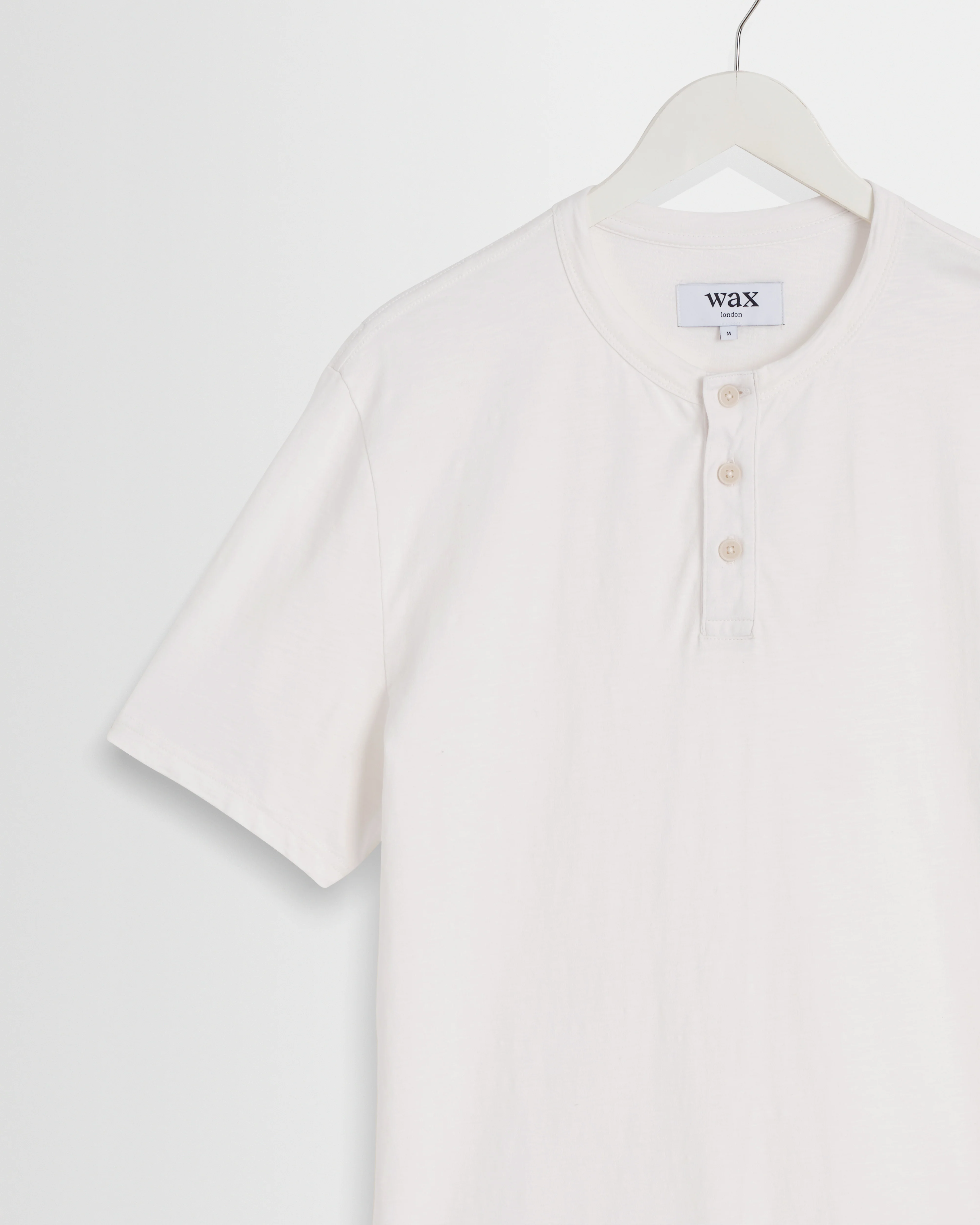 Hill - Off White Slub Organic Cotton Henley T-Shirt - Image 7