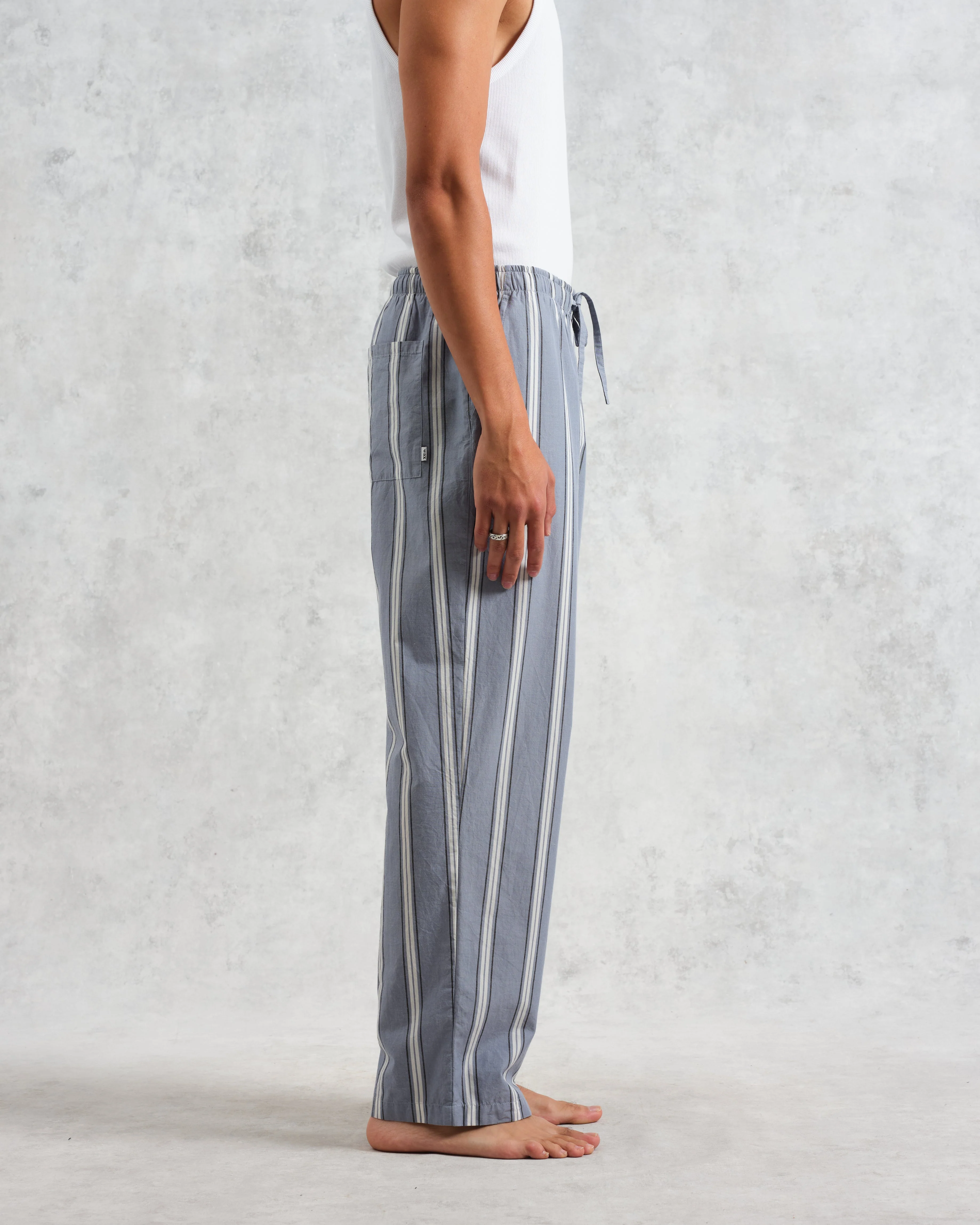 Hutton - Blue And Ecru Oxford Stripe Lounge Trouser - Image 5