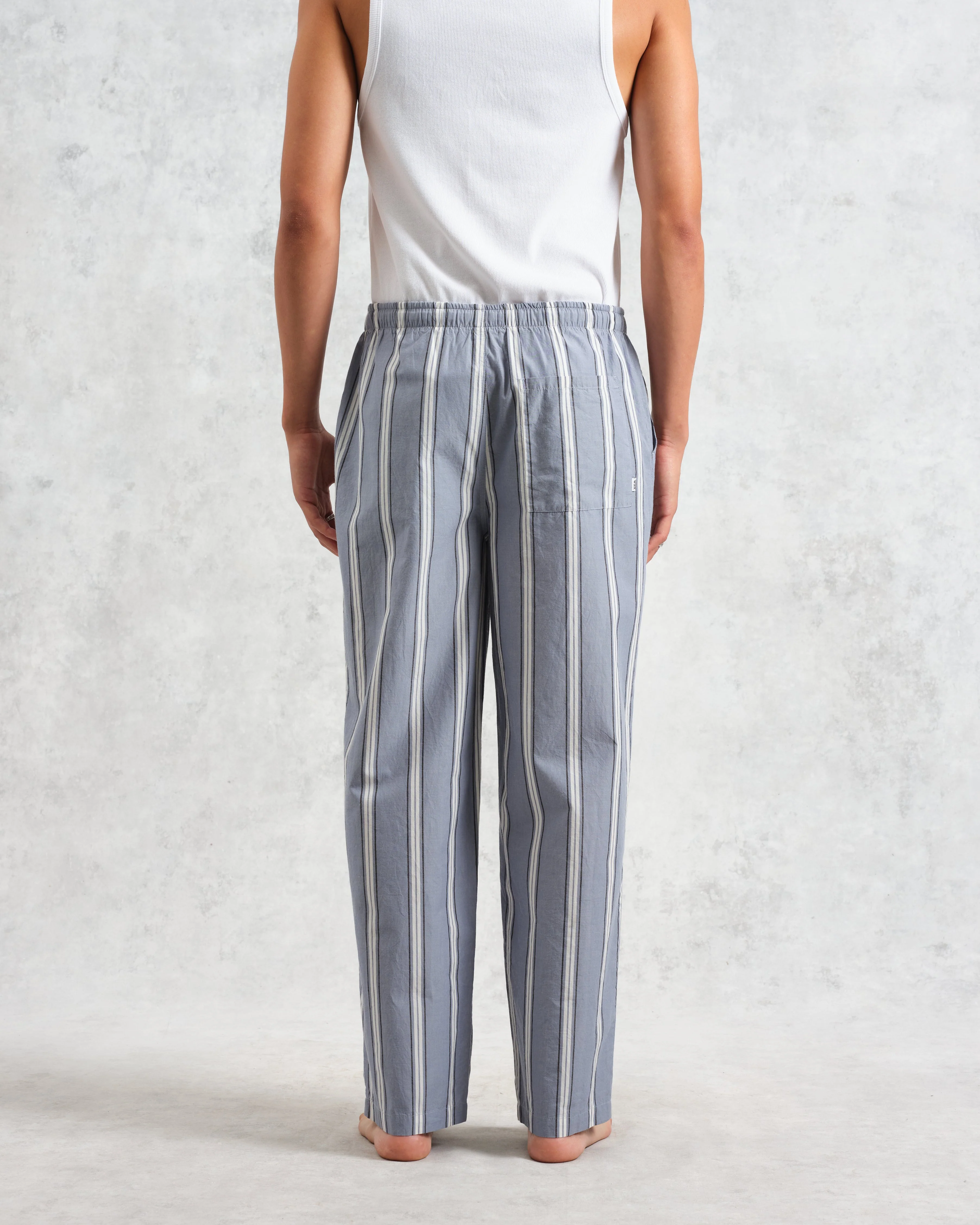 Hutton - Blue And Ecru Oxford Stripe Lounge Trouser - Image 6