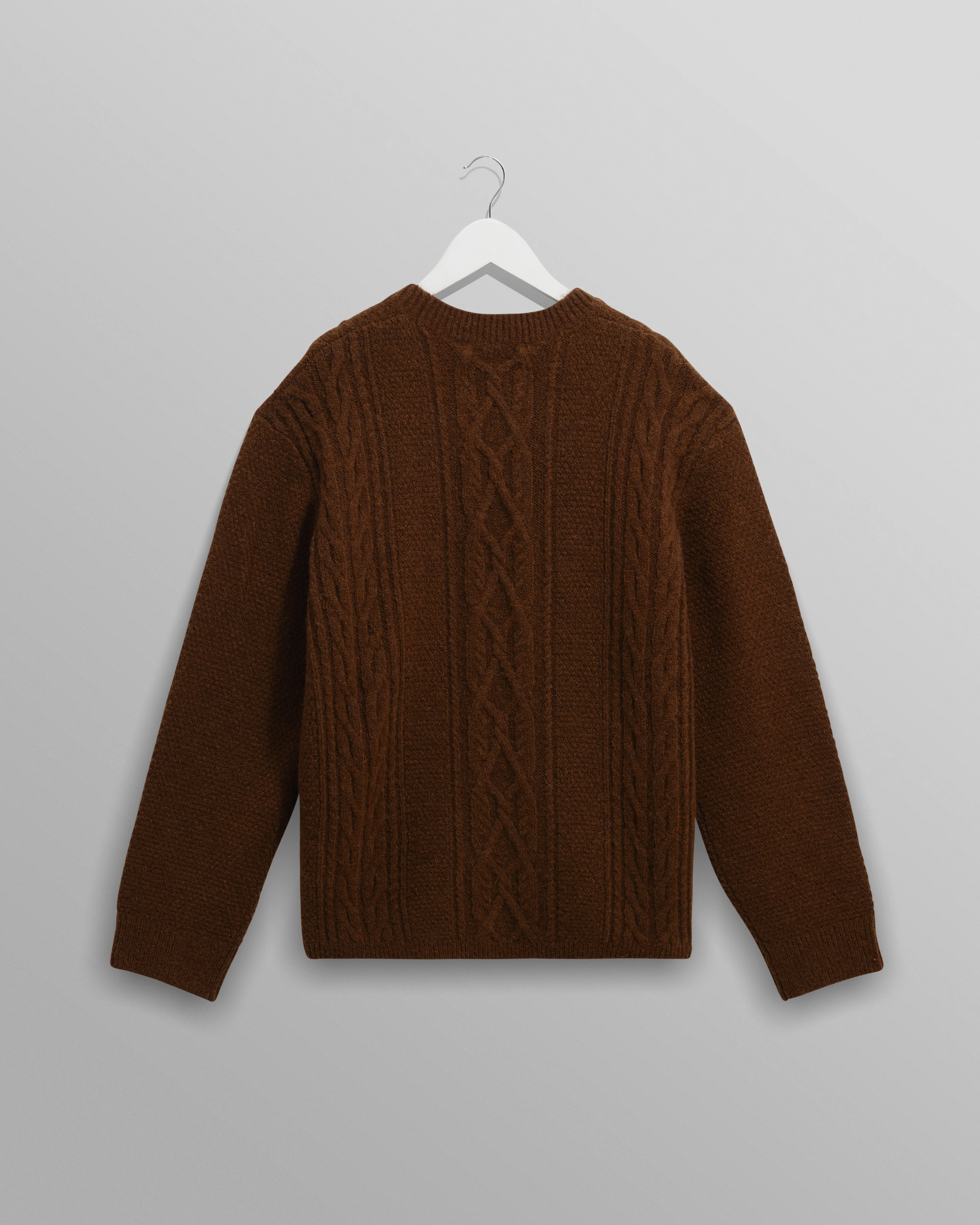 Hyatt - Brown Brush Cable Knit Crewneck Jumper - Image 8