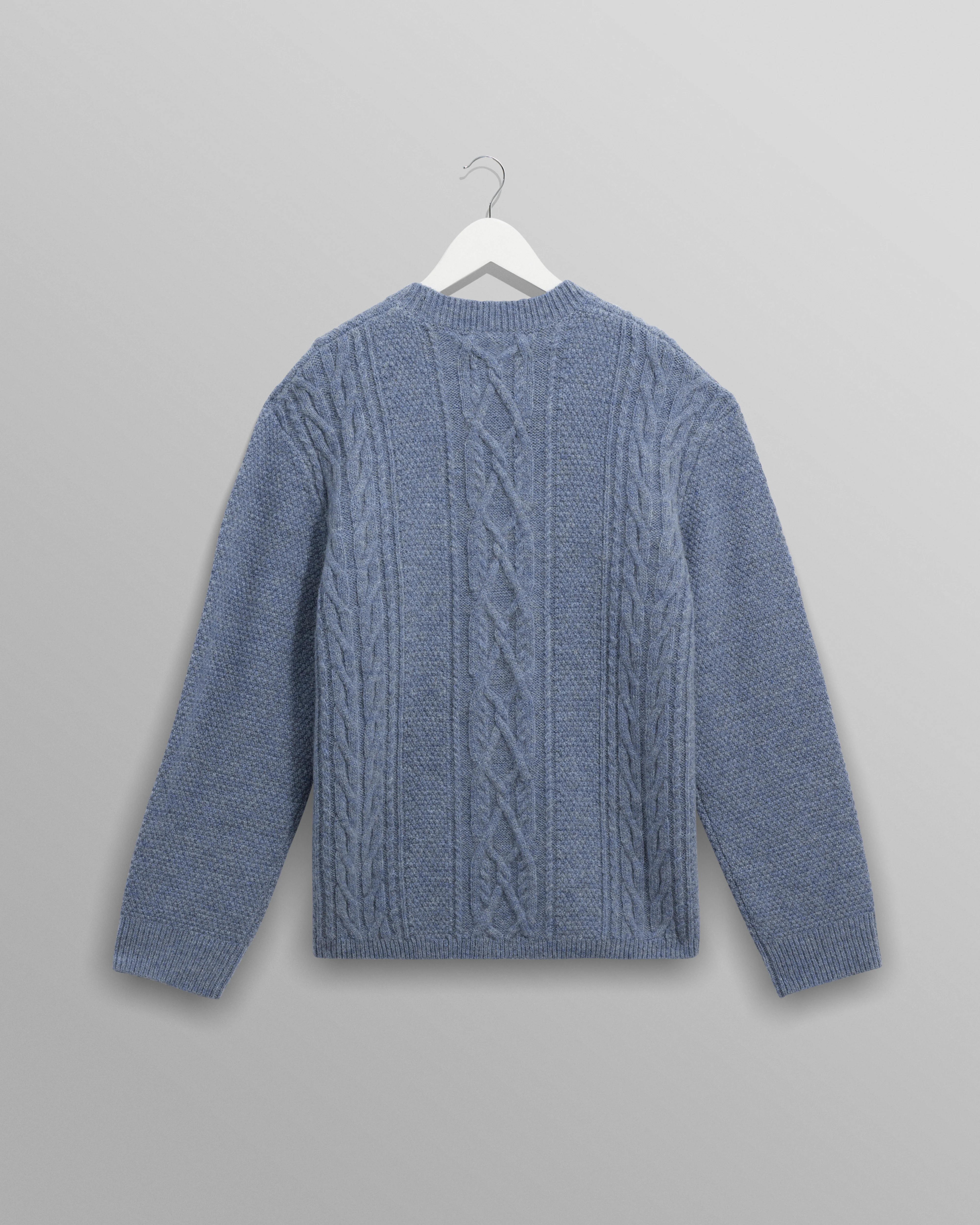 Hyatt - Light Blue Brush Cable Knit Crewneck Jumper - Image 9