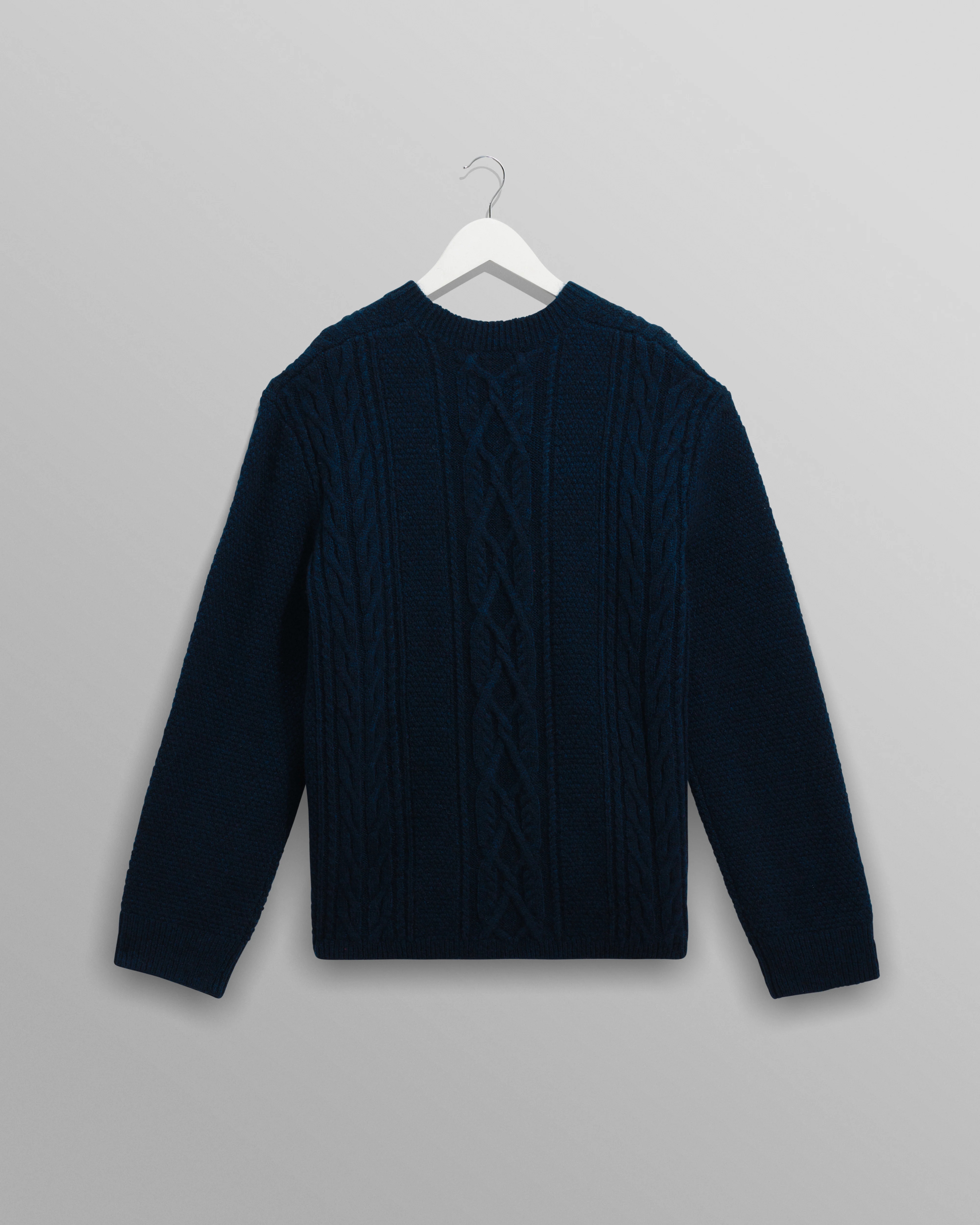 Hyatt - Navy Brush Cable Knit Crewneck Jumper - Image 8
