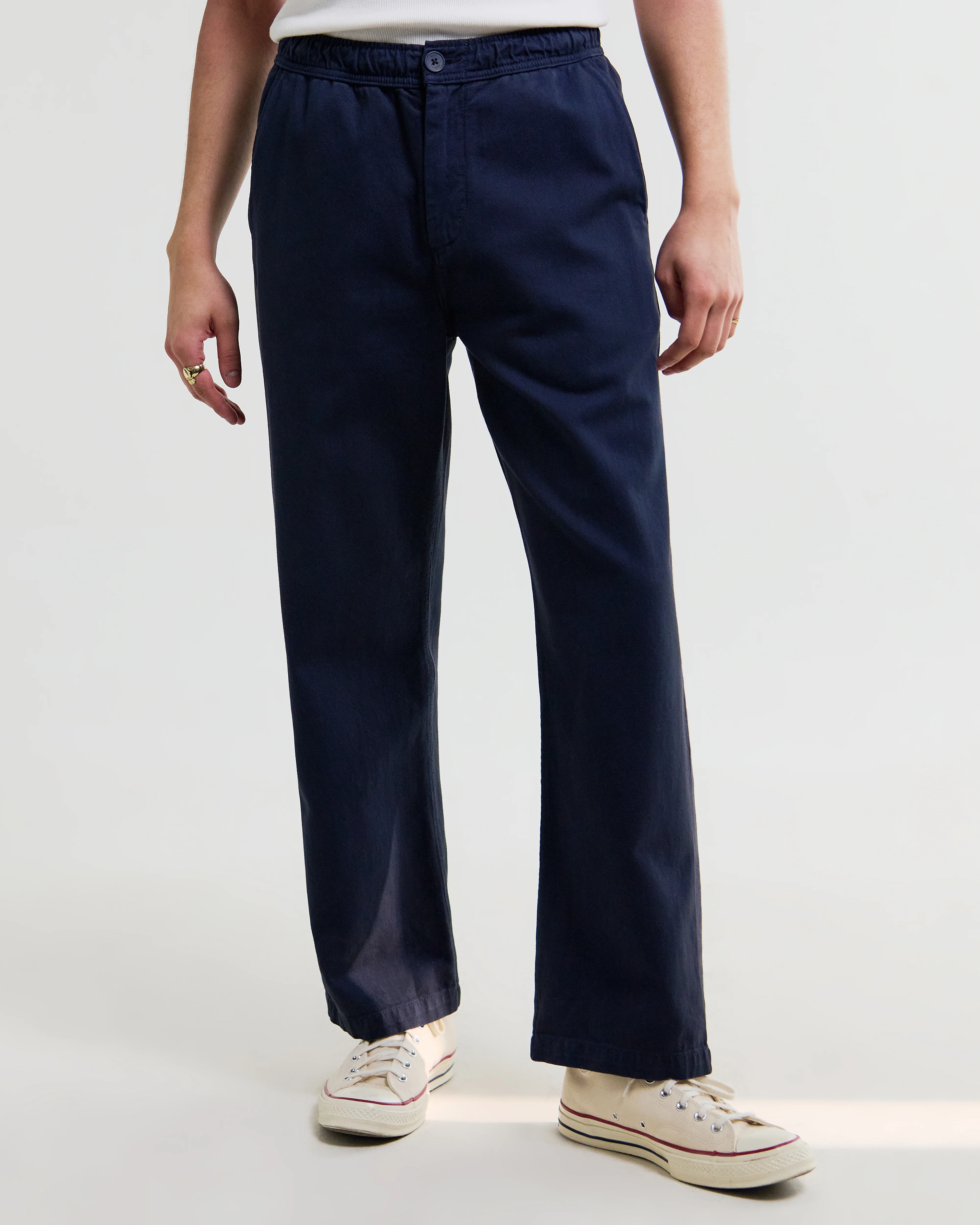 Hyde - Navy Organic Cotton Twill Straight Fit Trousers - Image 2