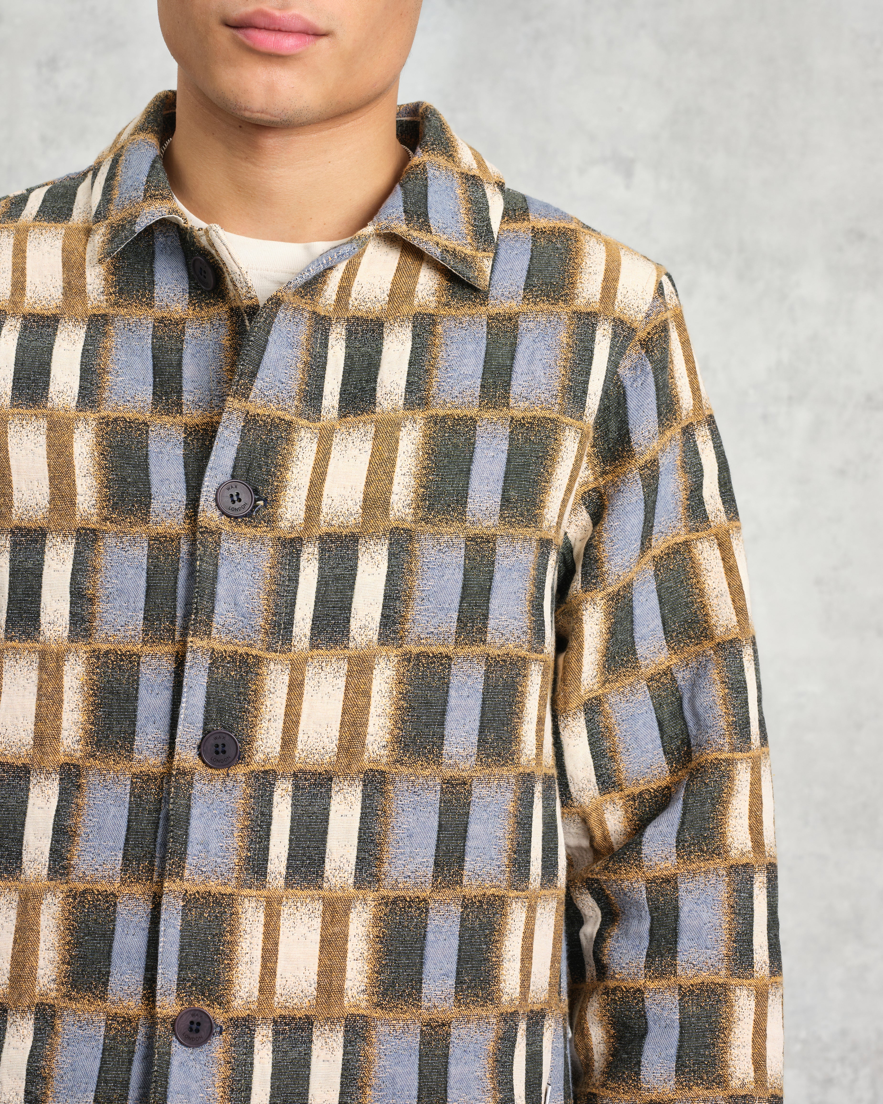 Iggy - Beige And Blue Ombre Grid Jacket - Image 4