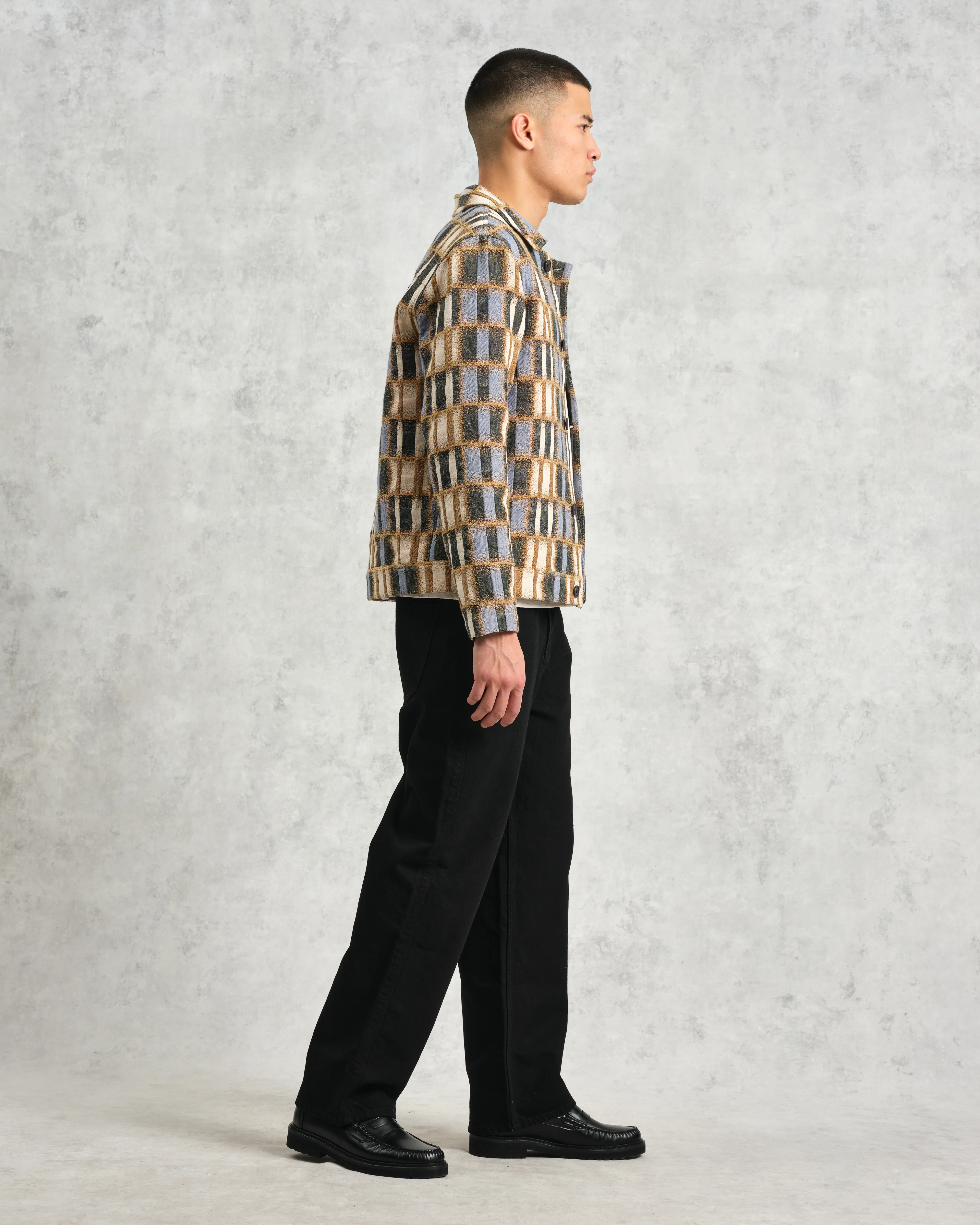 Iggy - Beige And Blue Ombre Grid Jacket - Image 6