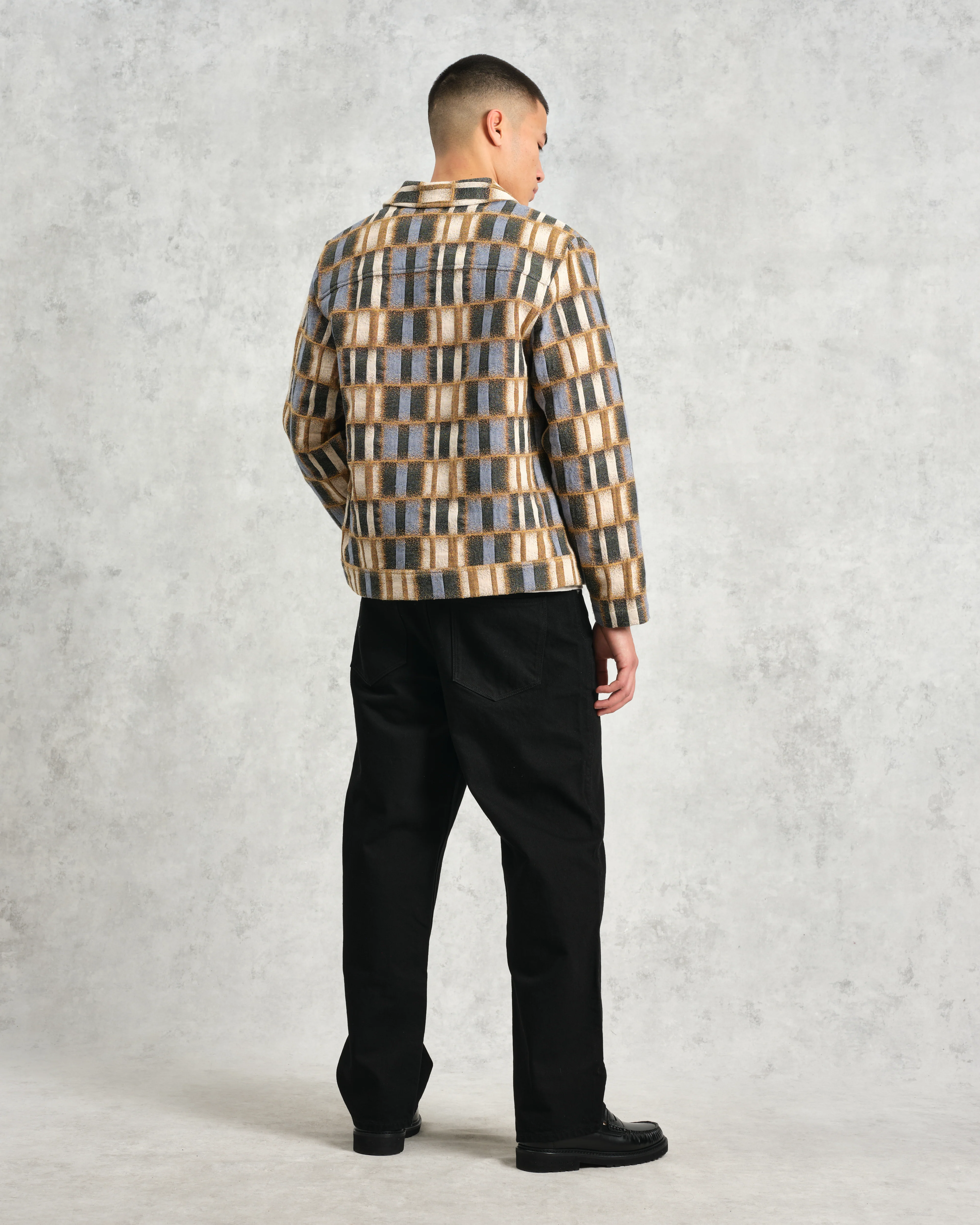 Iggy - Beige And Blue Ombre Grid Jacket - Image 7