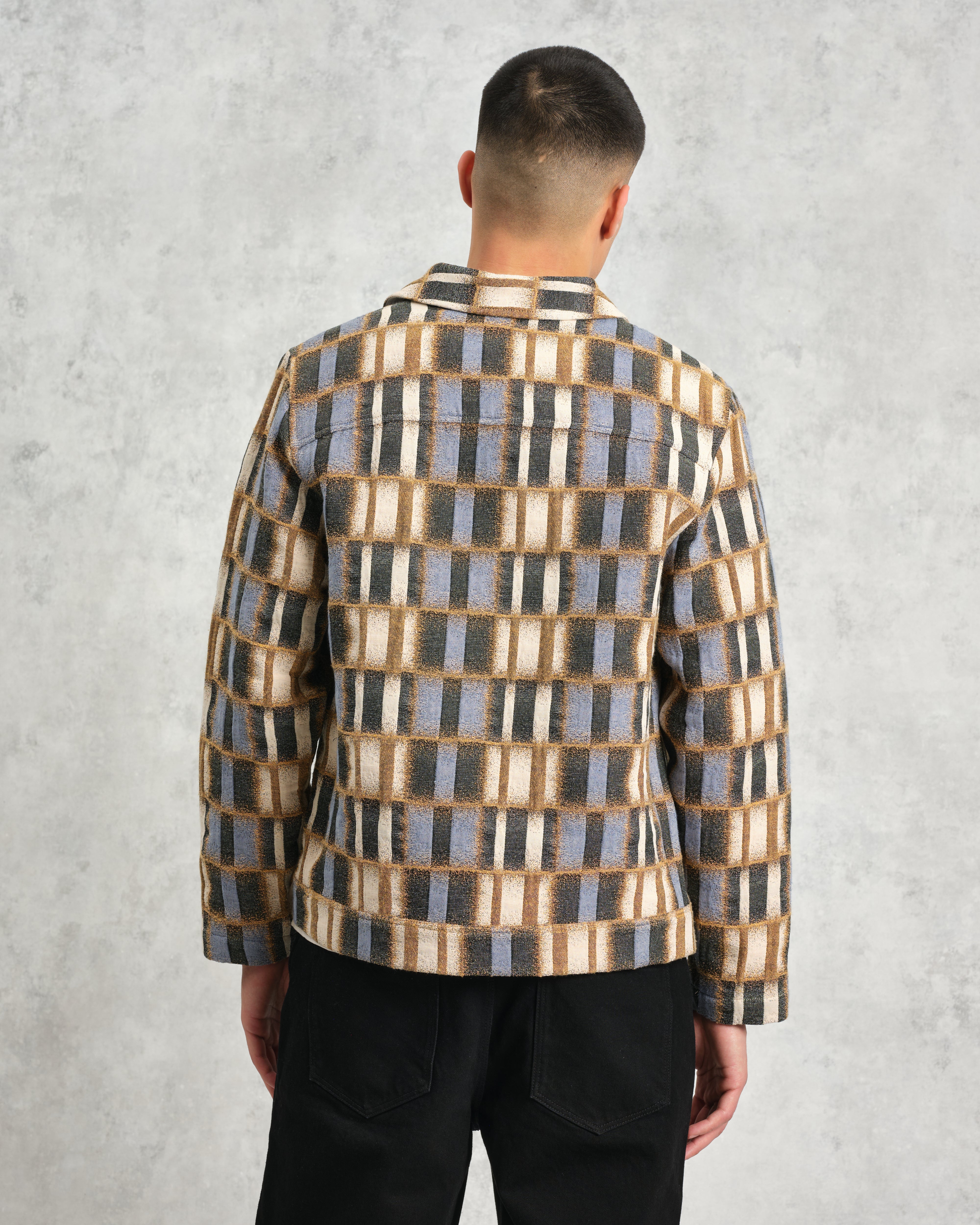 Iggy - Beige And Blue Ombre Grid Jacket - Image 8