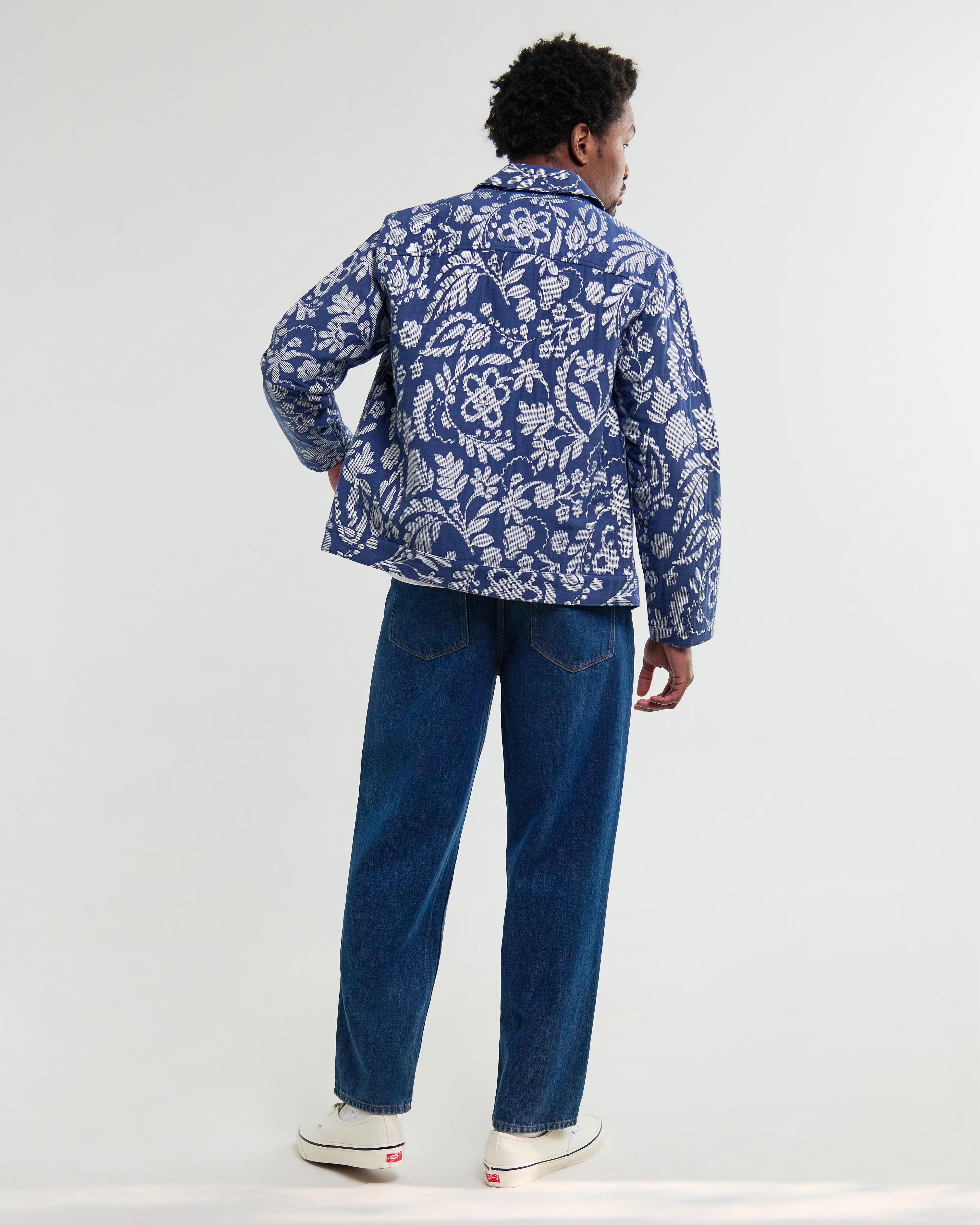 Iggy - Blue And Ecru Floral Jacquard Jacket - Image 6