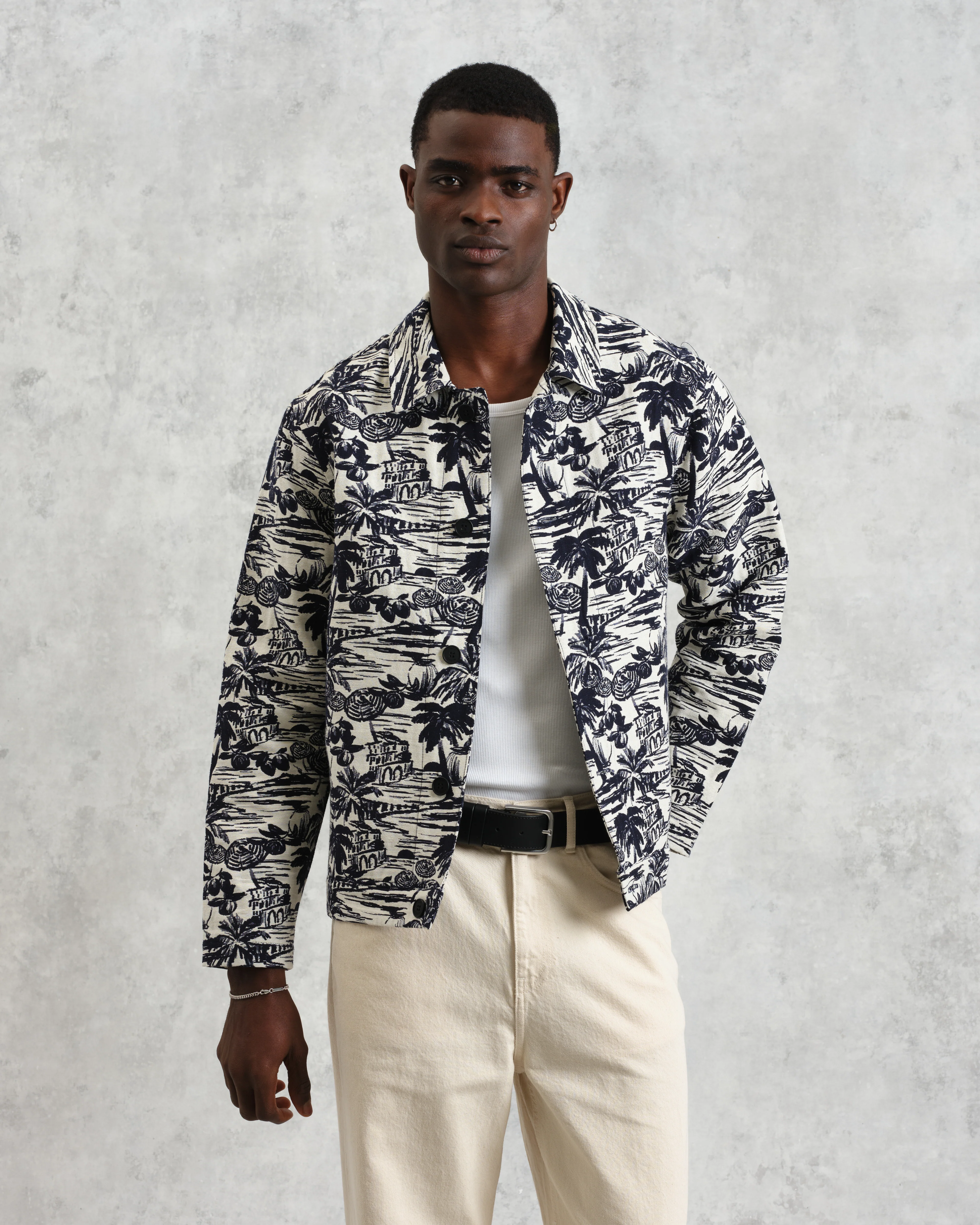 Iggy - Navy And Ecru Beach Jacquard Jacket - Image 2