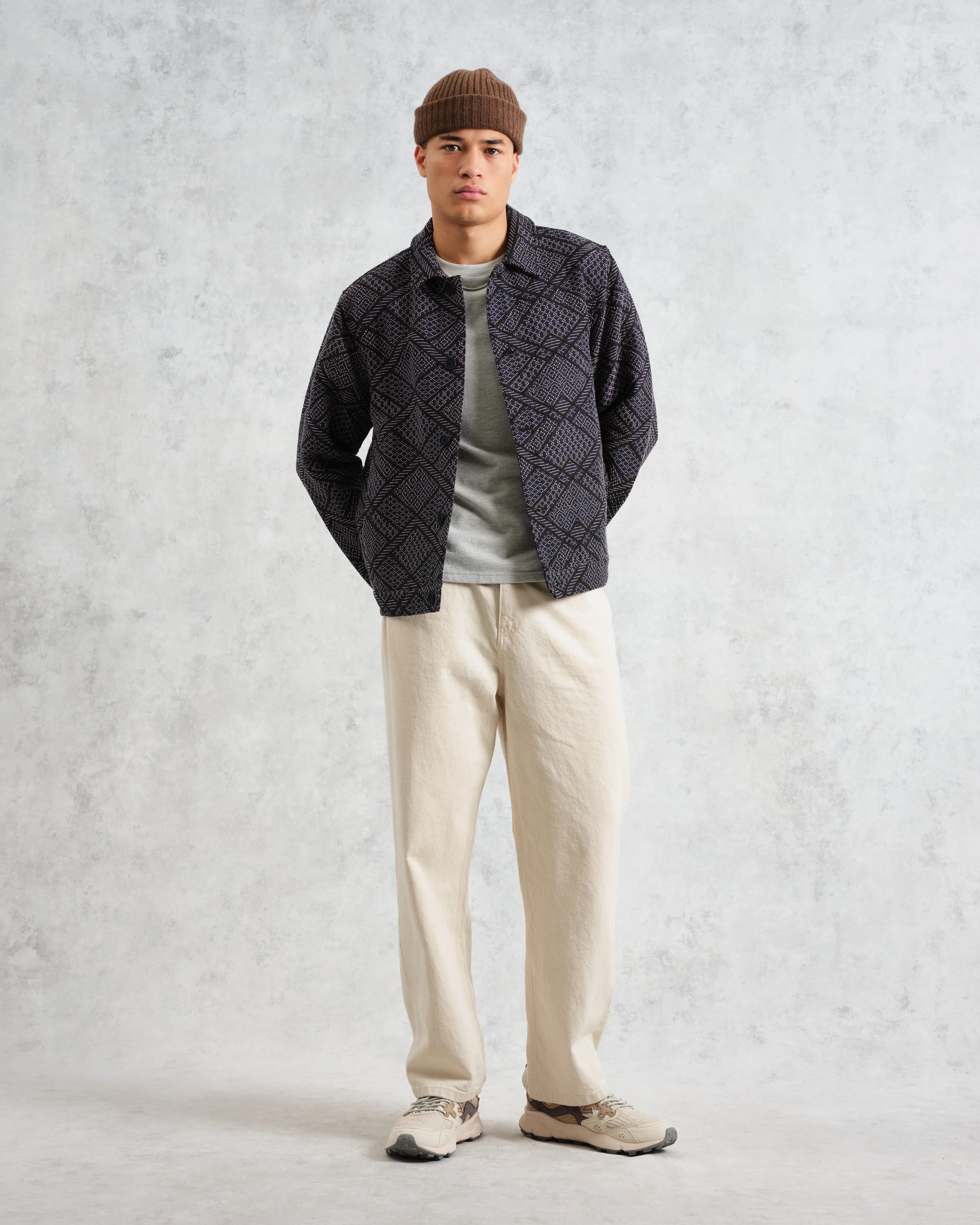 Iggy - Navy Diamond Stitch Jacquard Jacket - Image 5